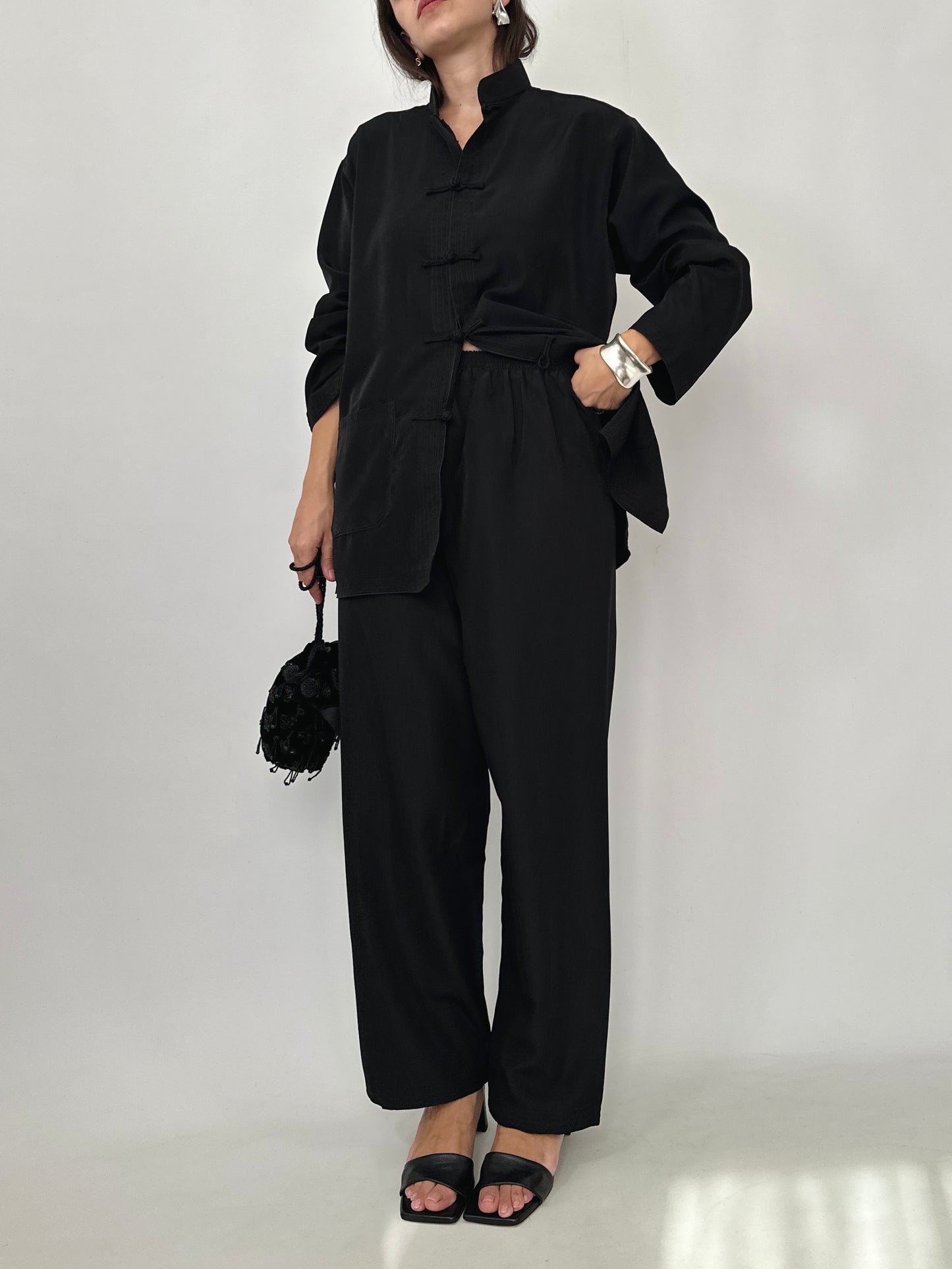 Black Silk Tang Set