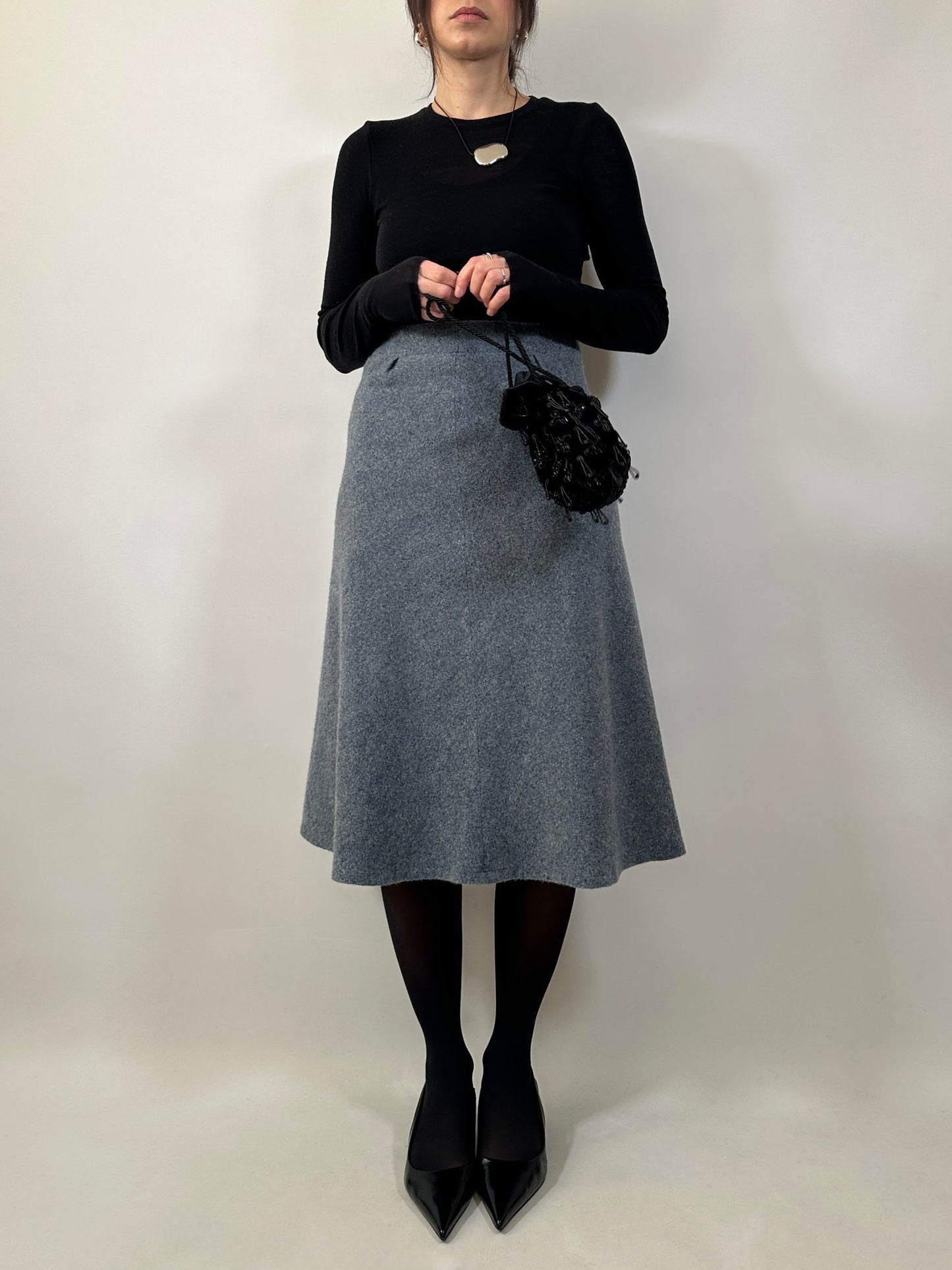 Vintage Light Blue Tweed Skirt