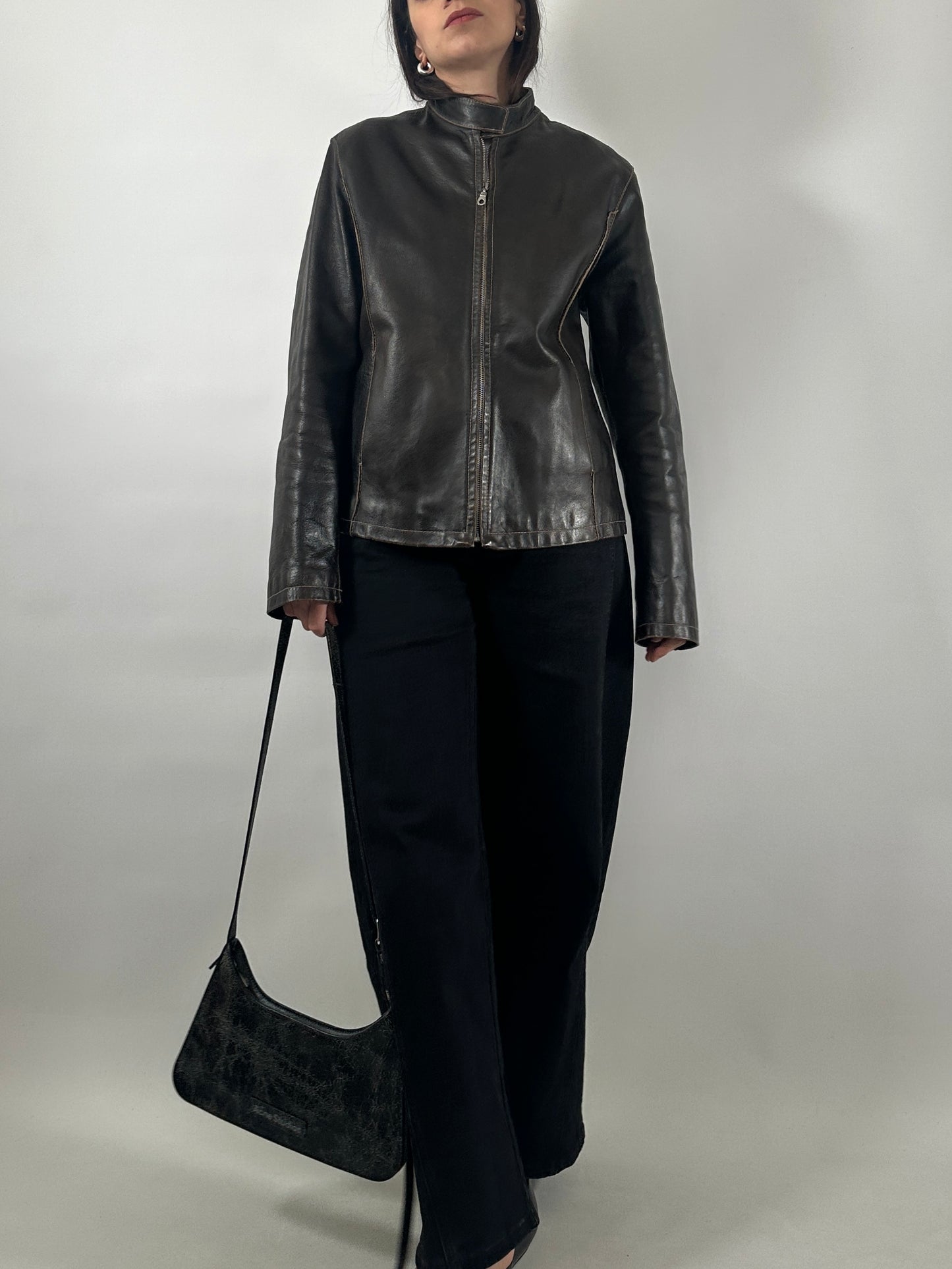 Vintage Leather Café Racer Jacket