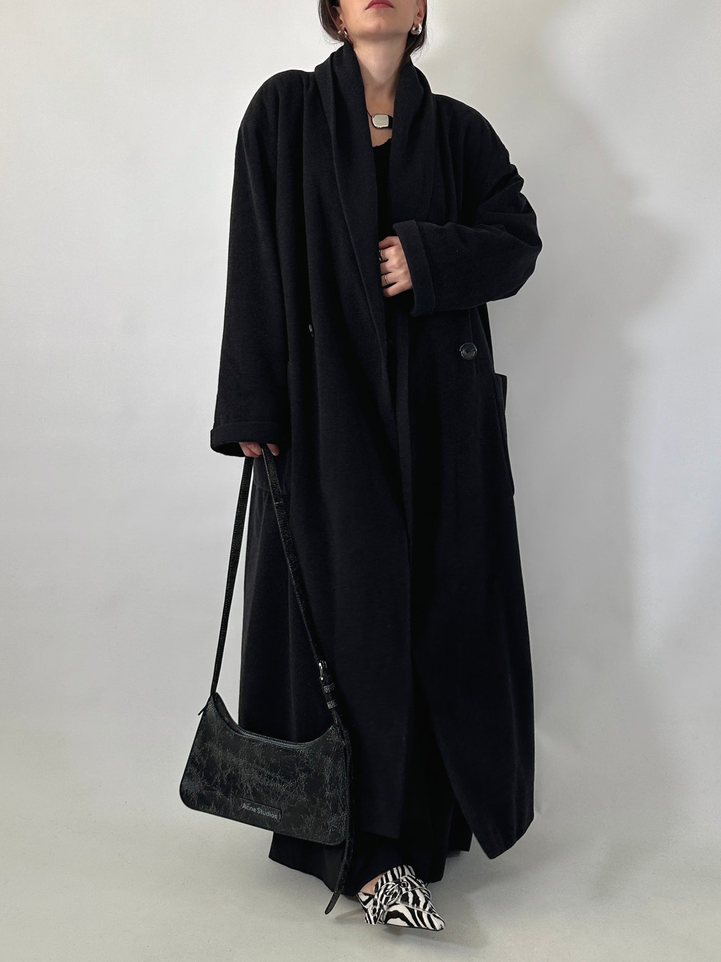 Vintage wool and cashmere coat with shawl collar