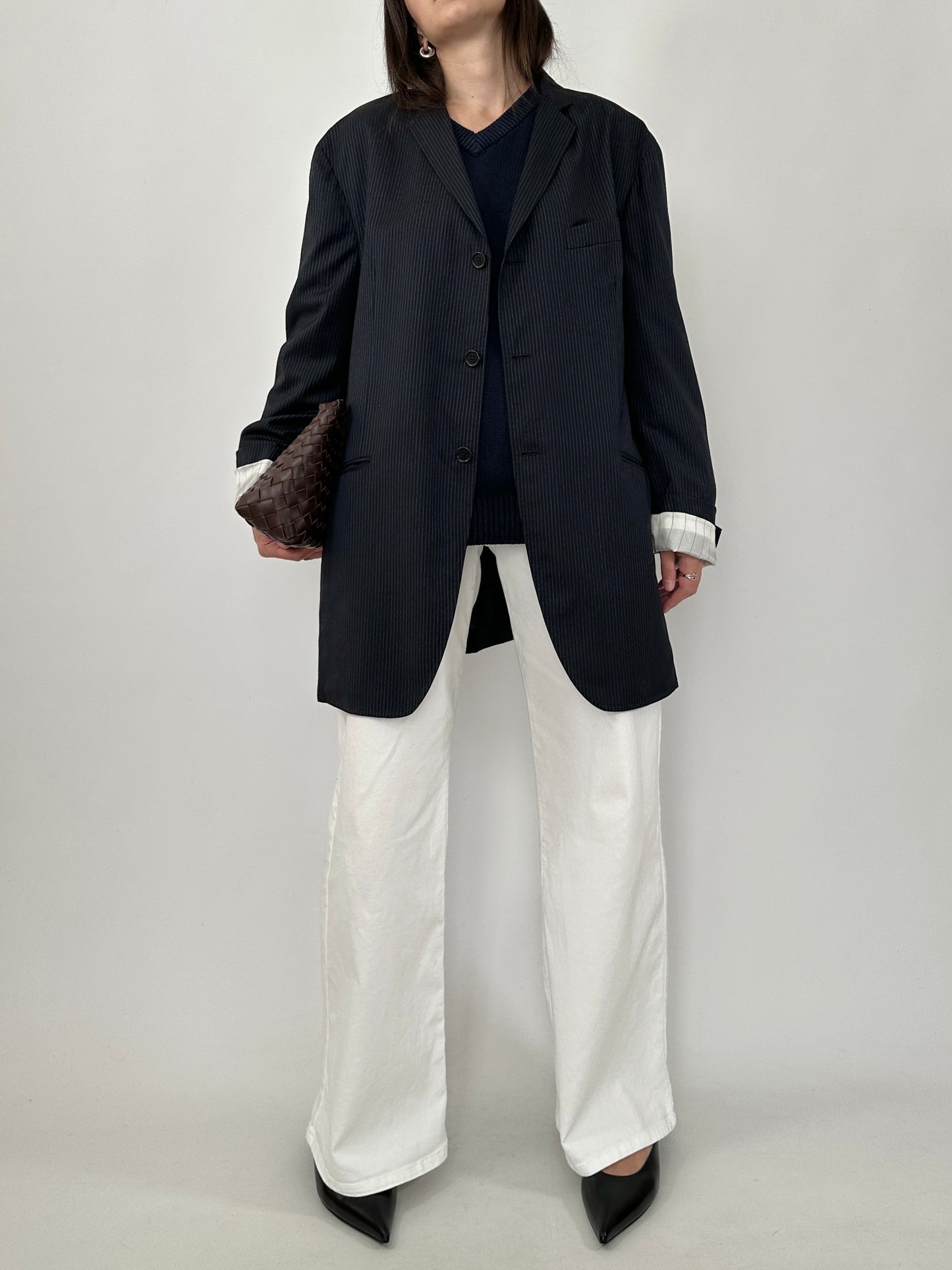 Vintage Romeo Gigli Pinstripe Lightweight Blazer