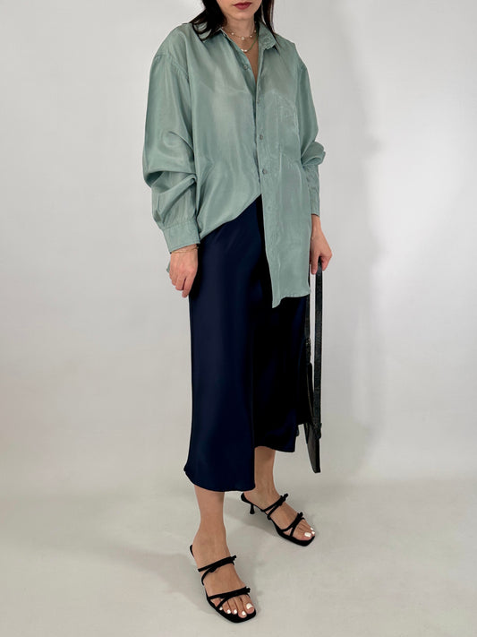 Pure silk aquamarine shirt