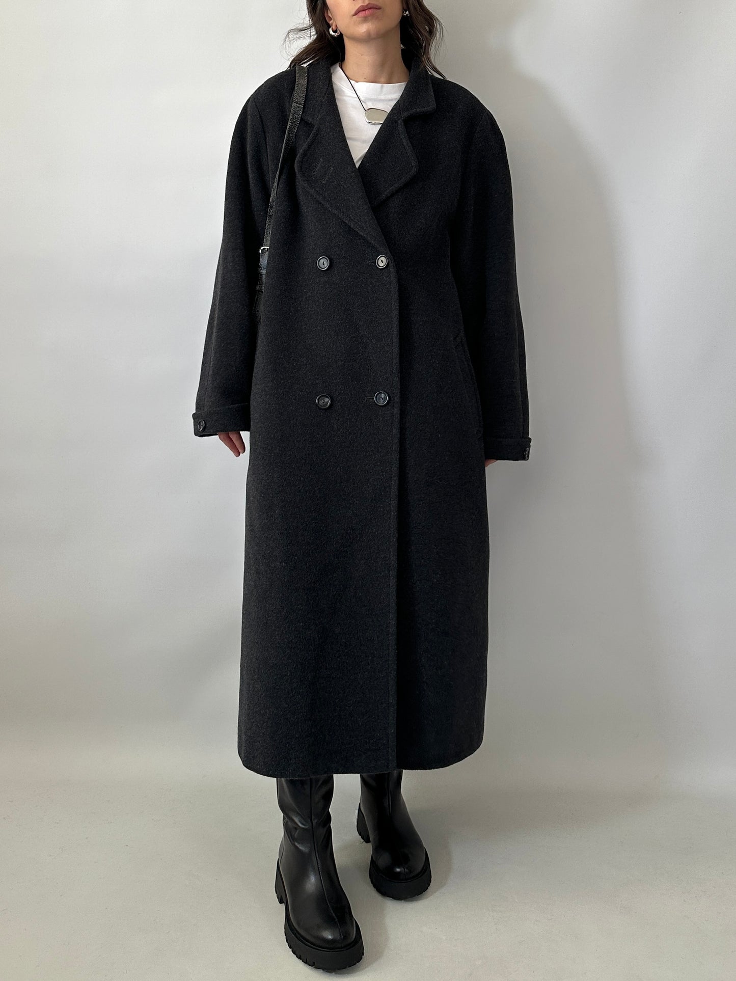 Vintage wool and kid mohair long coat - oversized fit