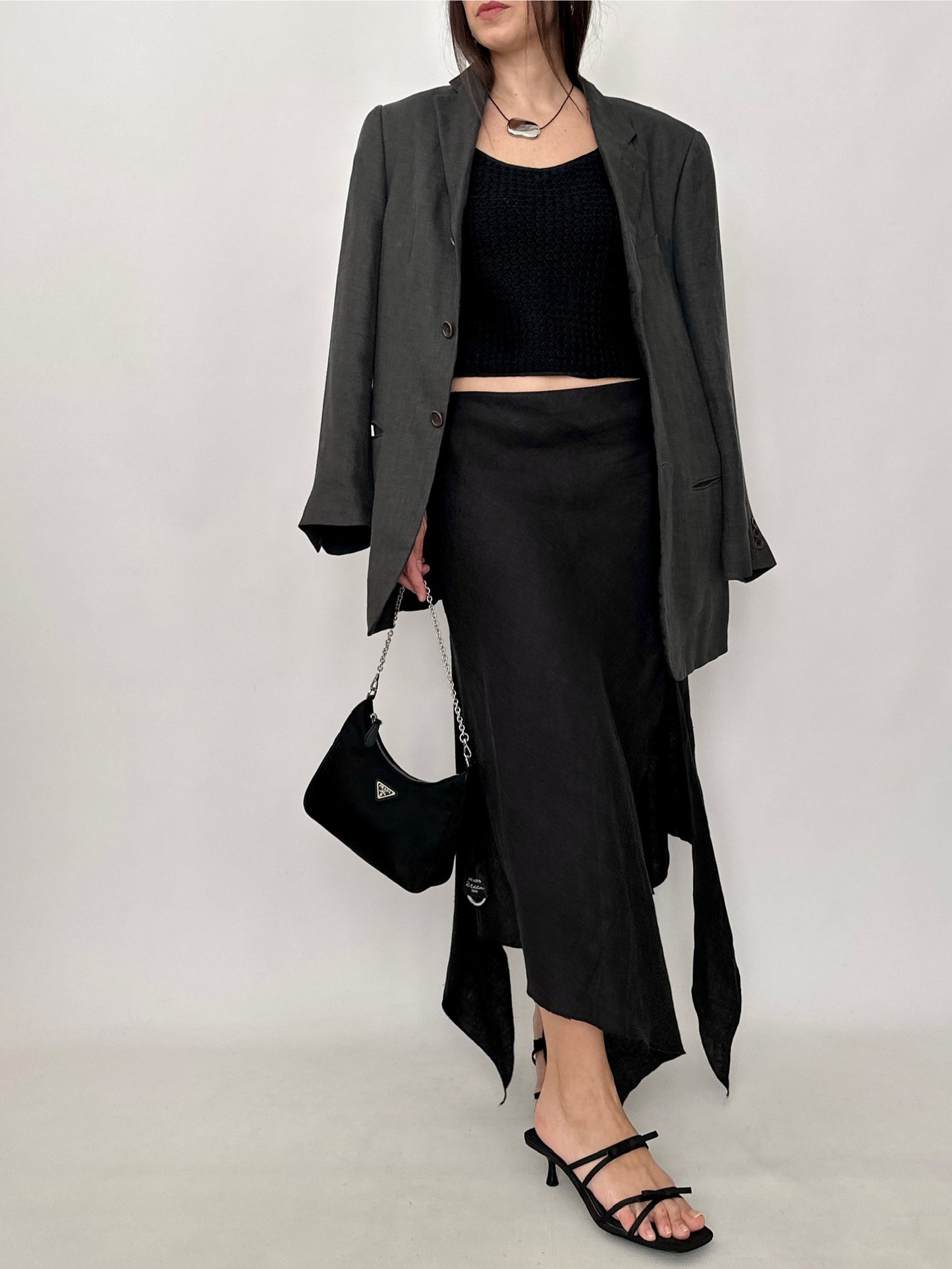 Asymmetric Linen Midi Skirt