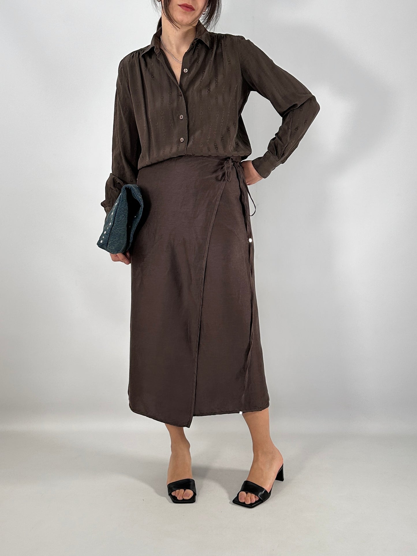 Max Mara wrap chocolate skirt
