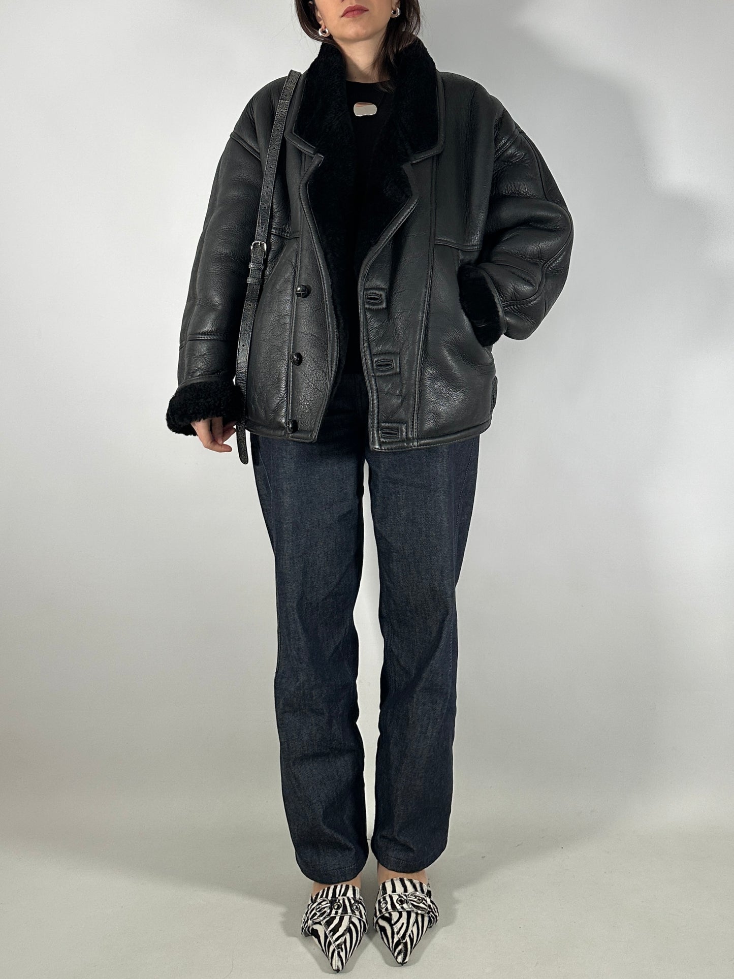 Vintage Black Shearling Jacket