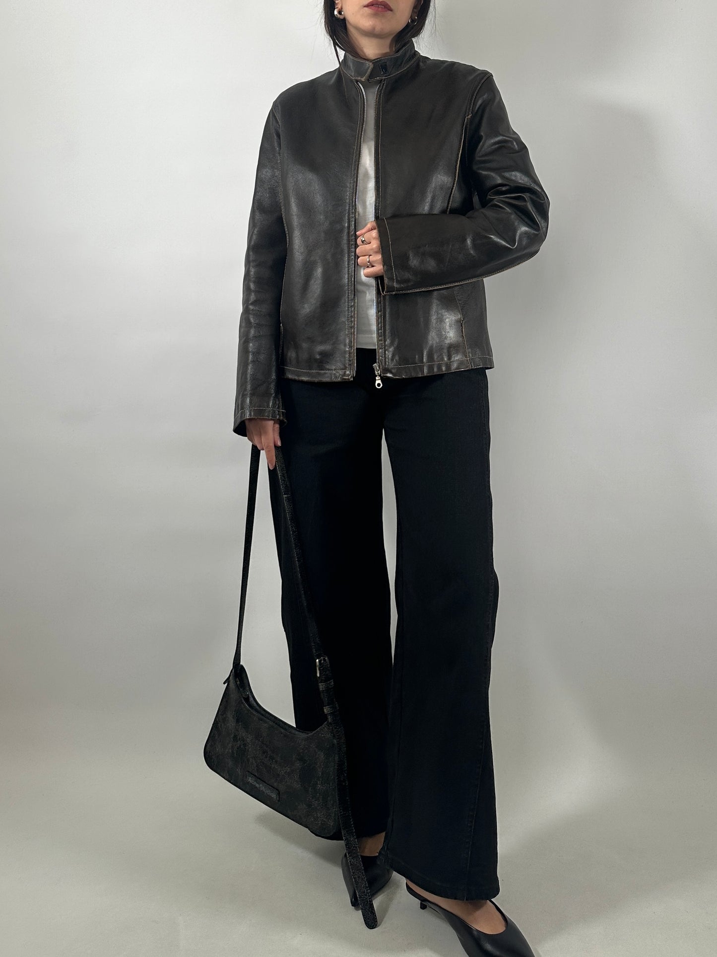 Vintage Leather Café Racer Jacket