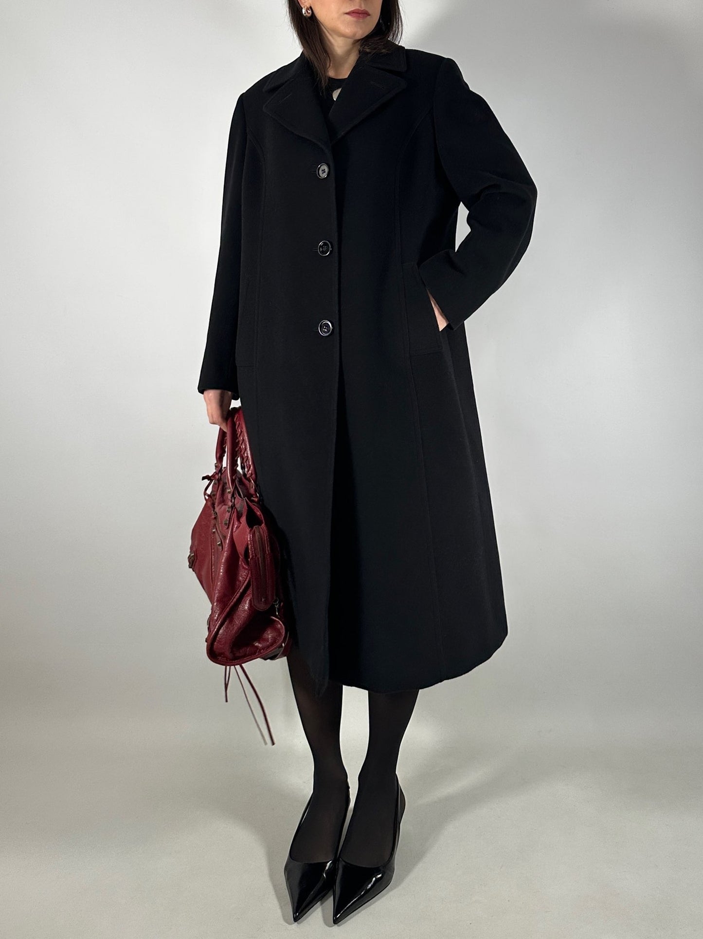 Vintage Classic Black Wool Coat
