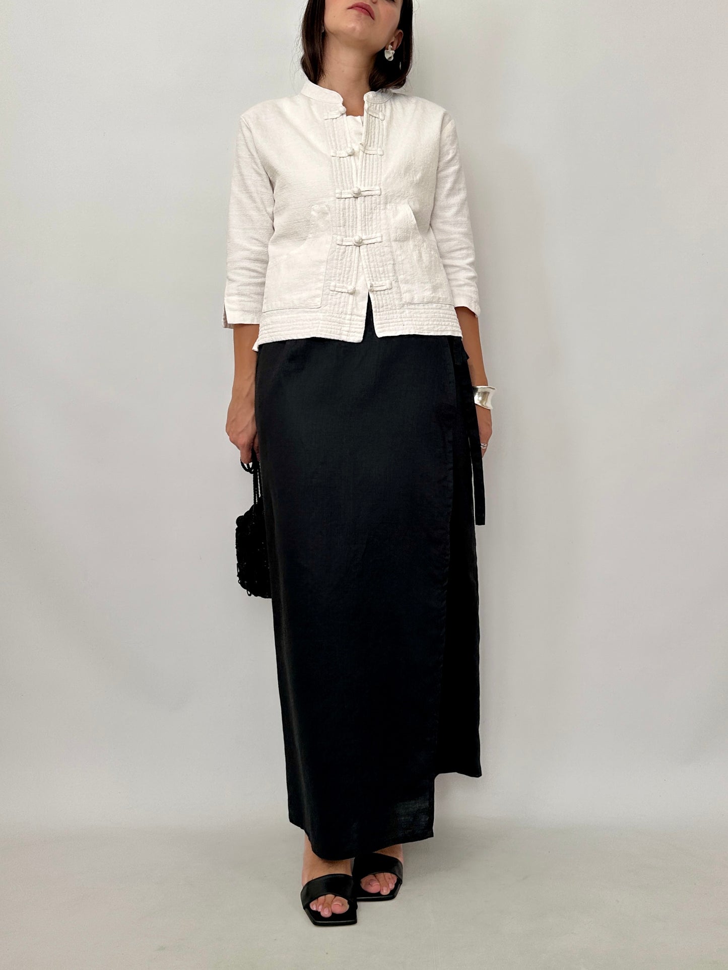 Boxy Textured Frog Closure Jacket