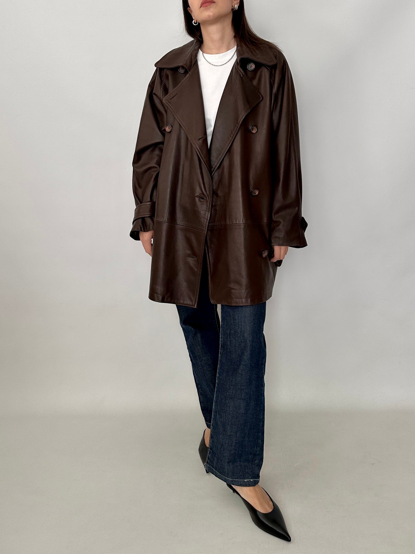 Chocolate brown soft leather caban