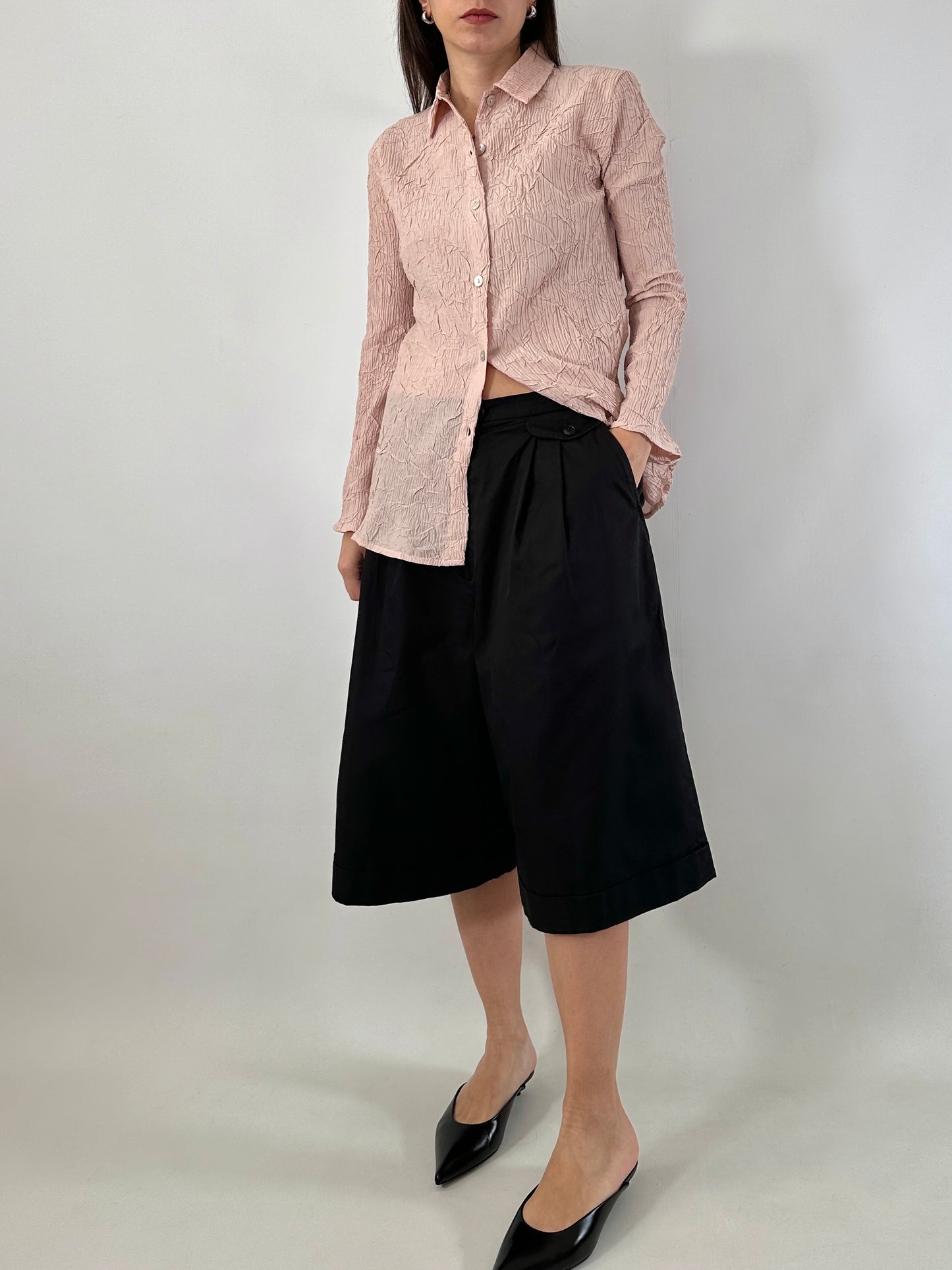 Satin crinkle pink shirt