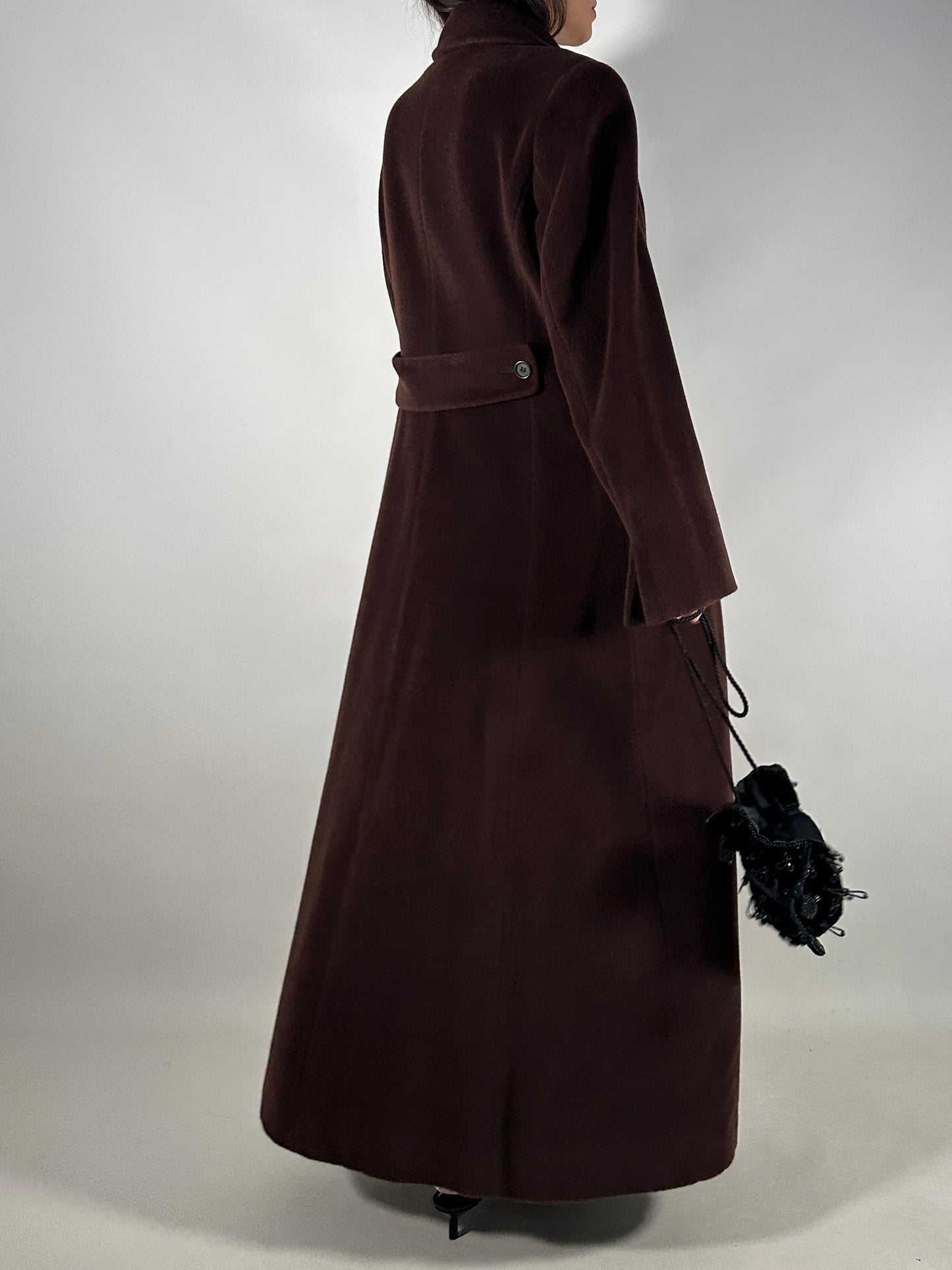 Vintage Extra Long Brown Piacenza Wool Coat