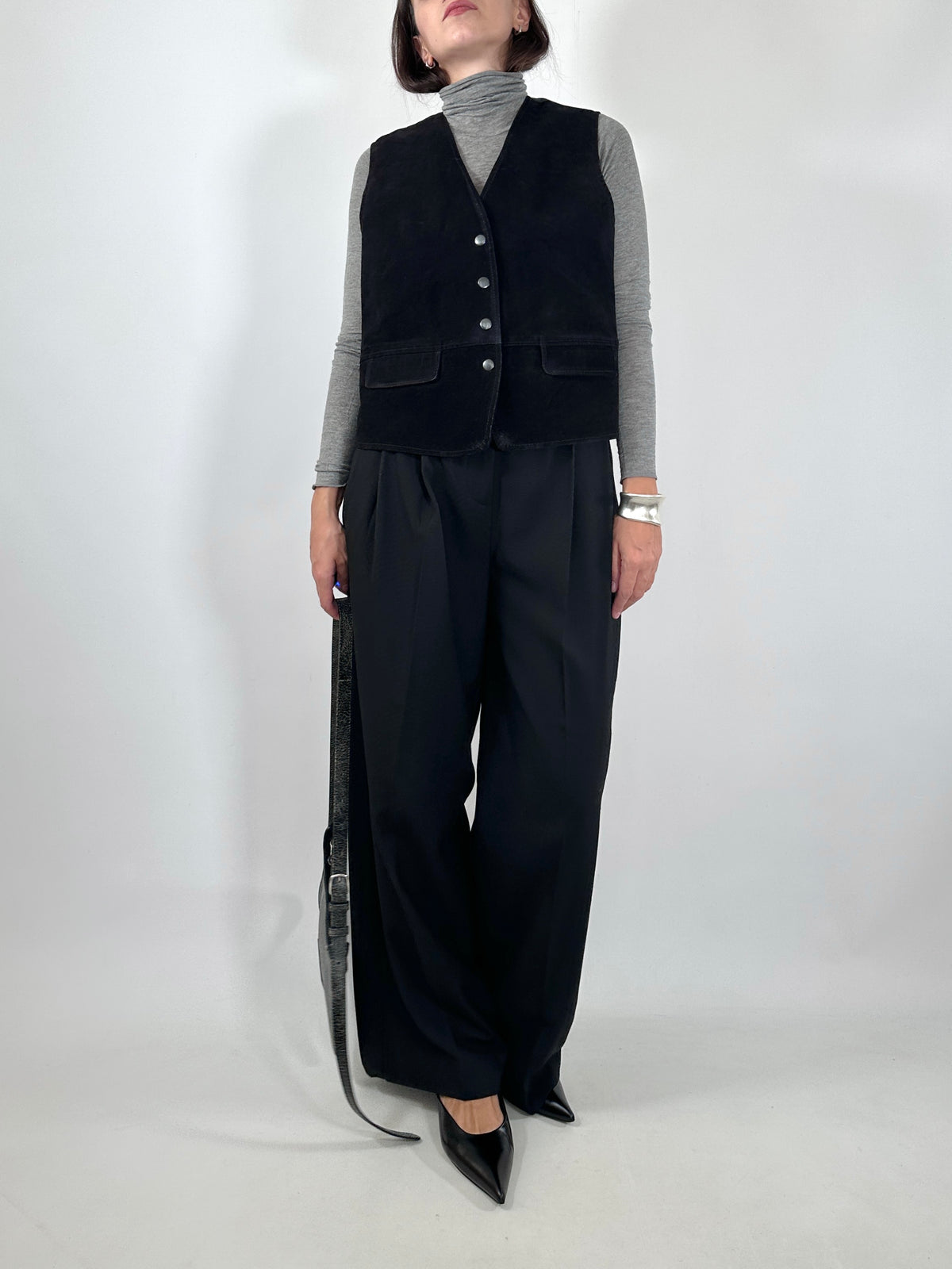 Vintage Black Suede Vest