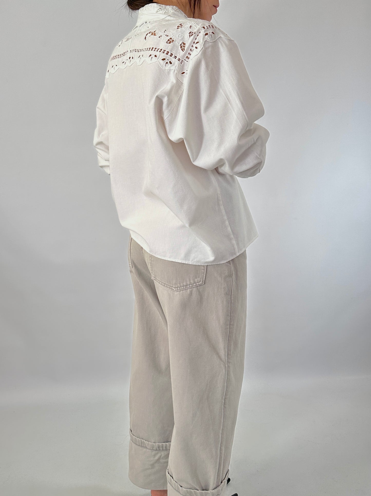 Hand-embroidered vintage white shirt