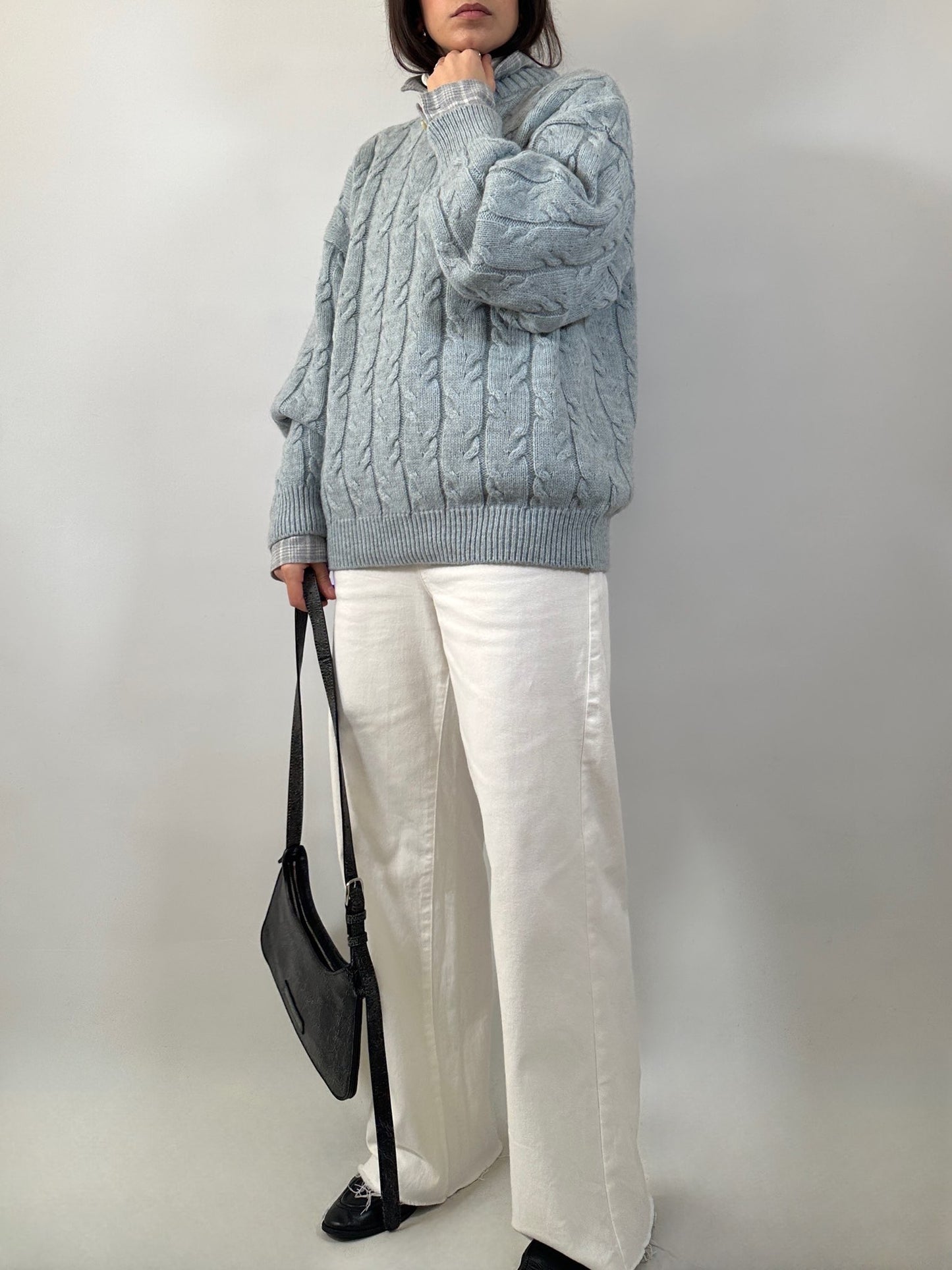 Light Blue Cable Knit Sweater