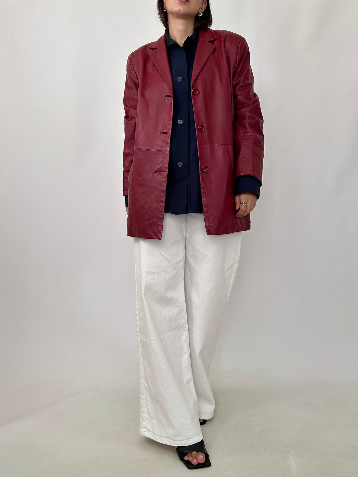 Vintage Burgundy Leather Blazer