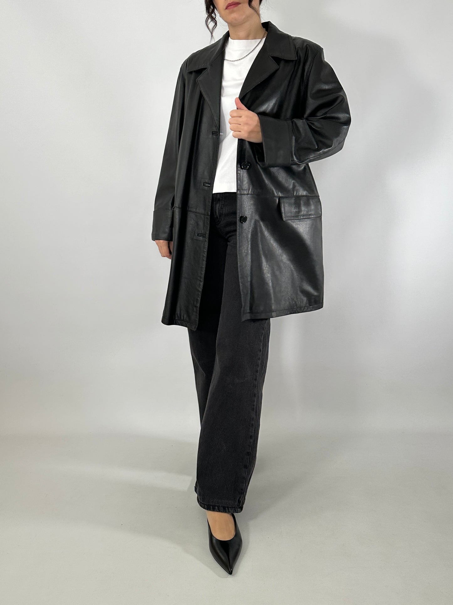 Long soft leather jacket