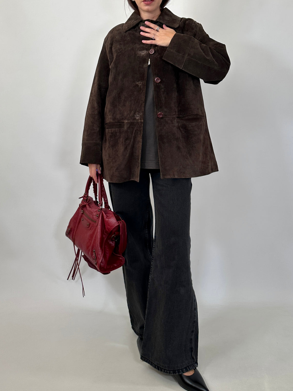 Vintage Dark Brown Suede Jacket