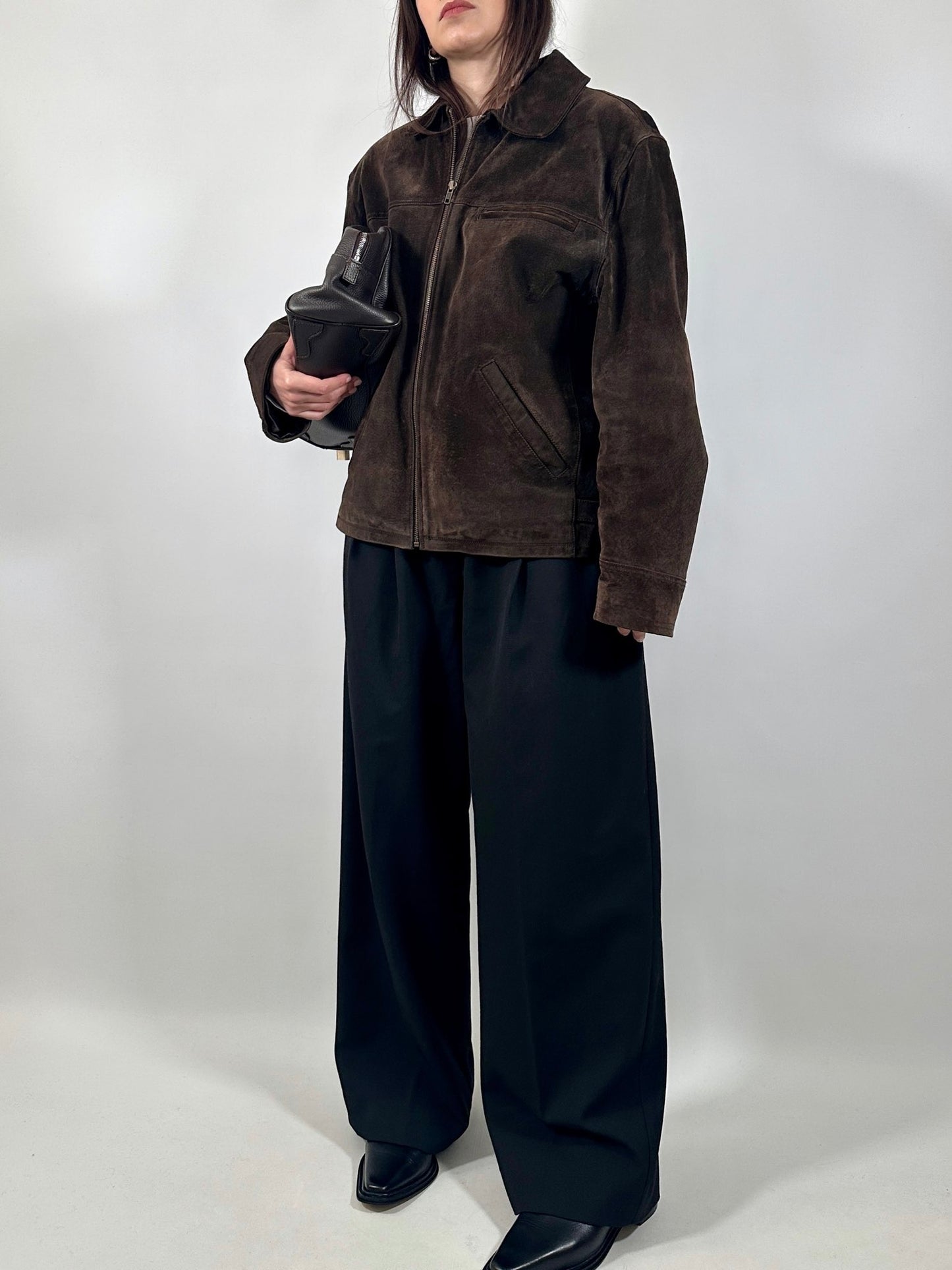 Brown Leather Zipped Jacket