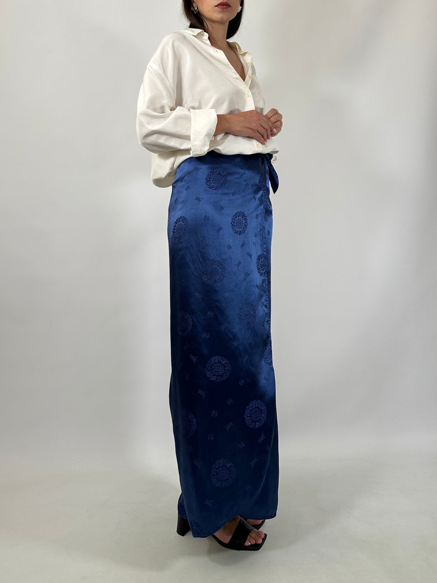 Japanese Jacquard Satin Wrap Skirt