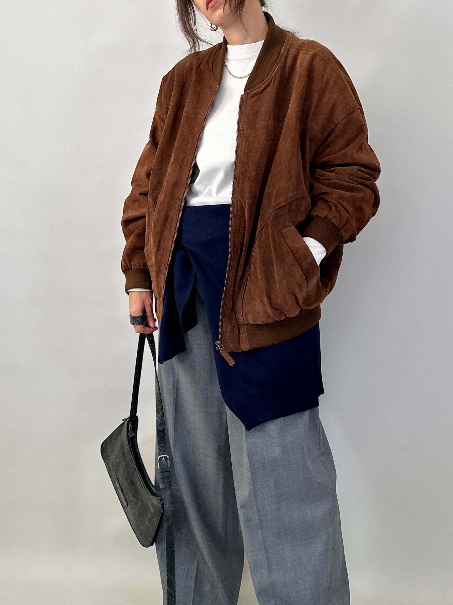 Real suede bomber jacket