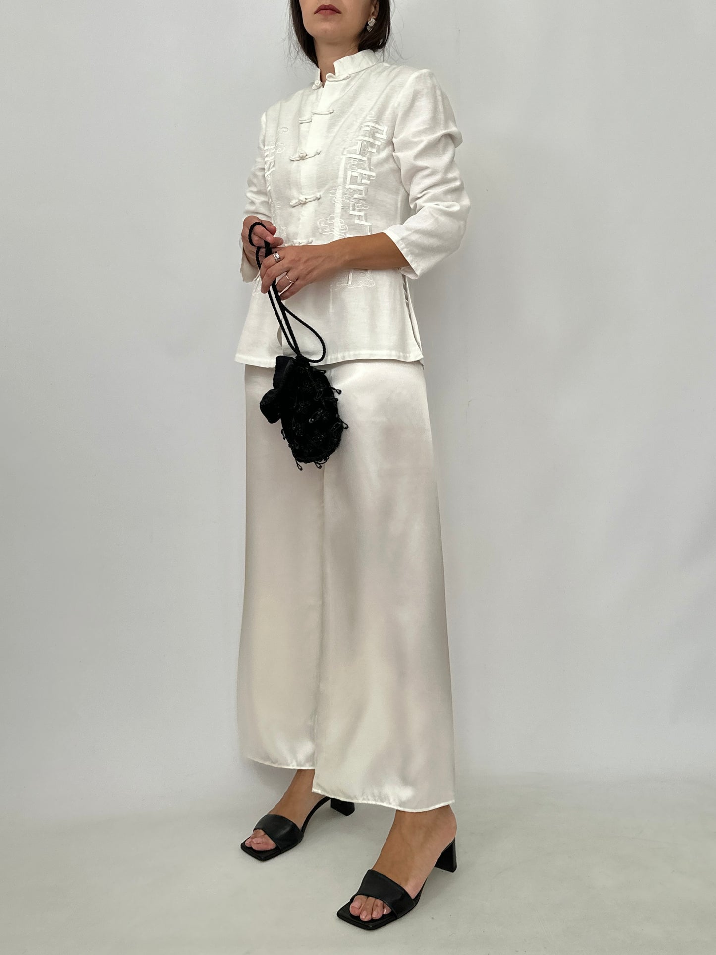 Ivory Silk Fluid Trousers