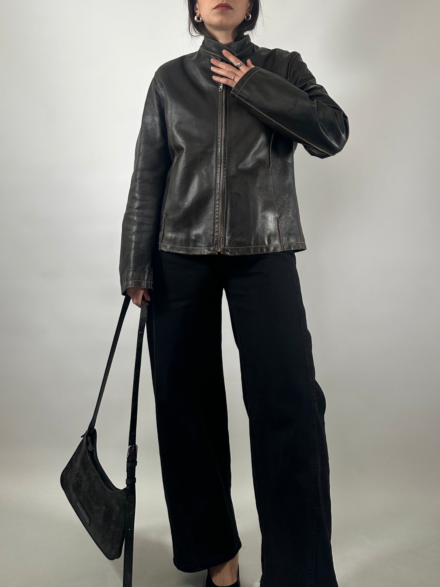 Vintage Leather Café Racer Jacket
