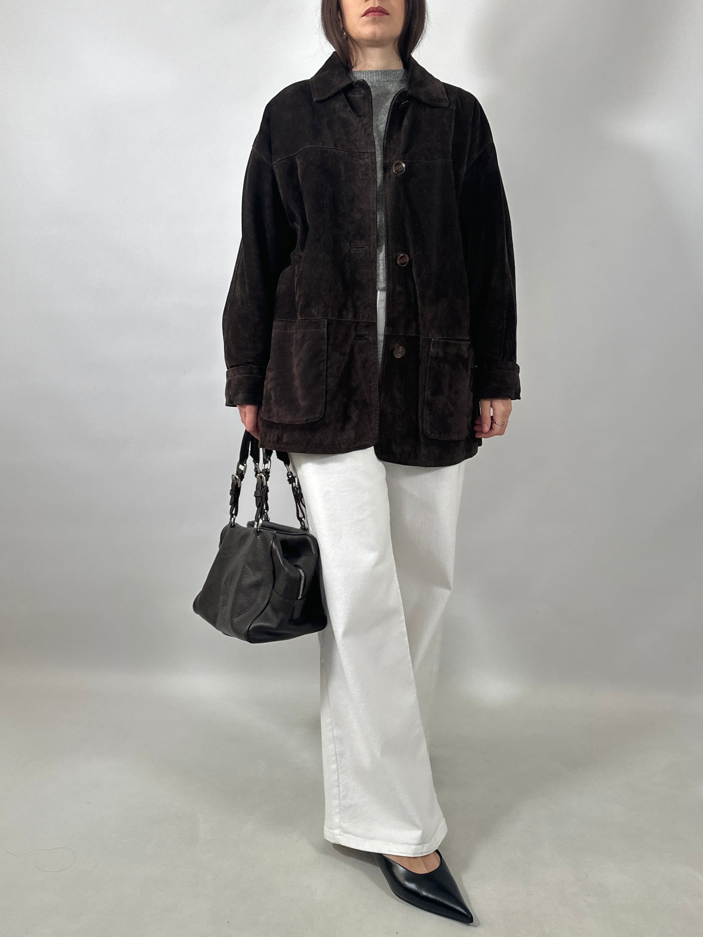 Vintage Suede Button-Up Jacket