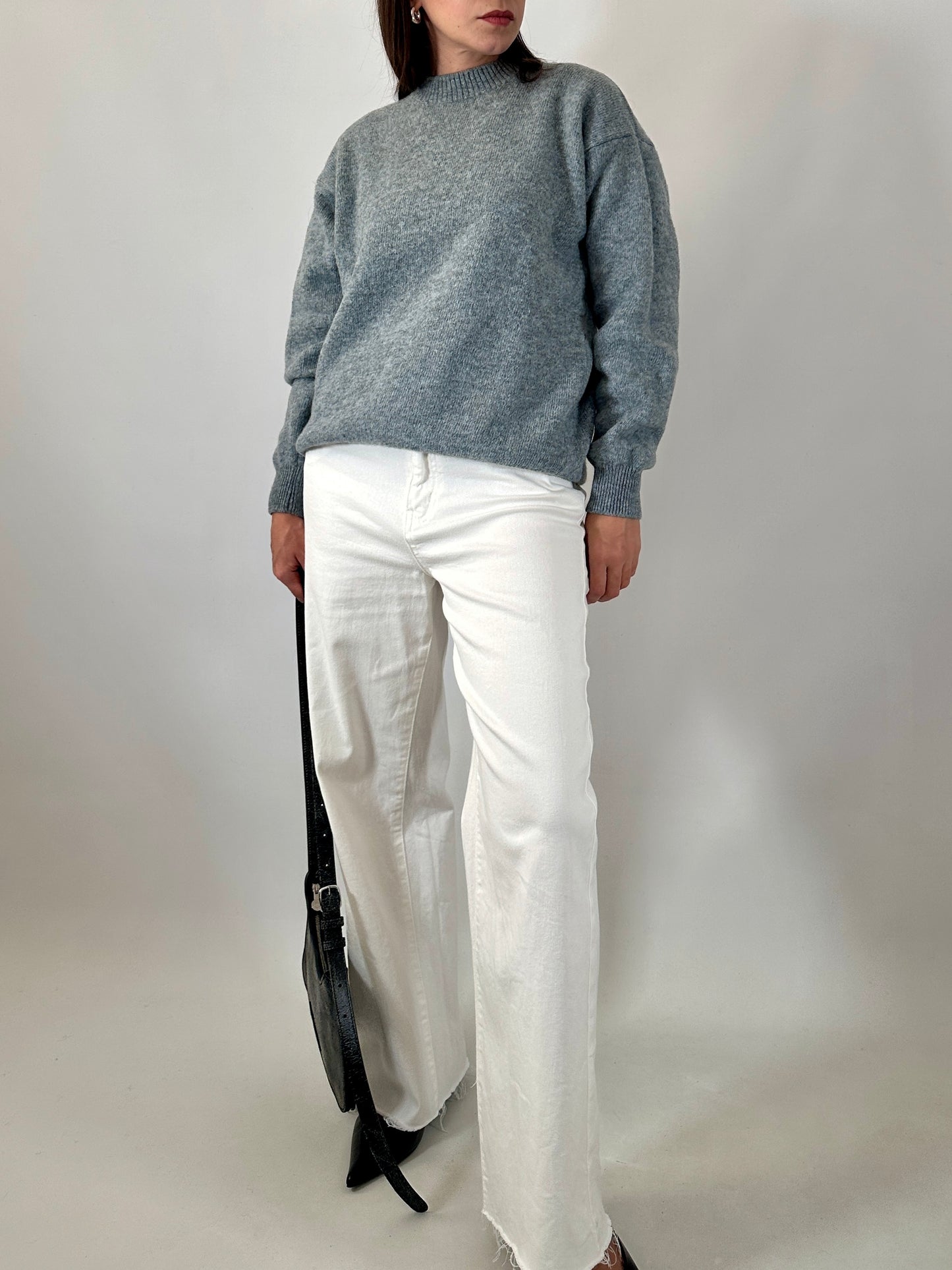 Chunky blue pure wool sweater