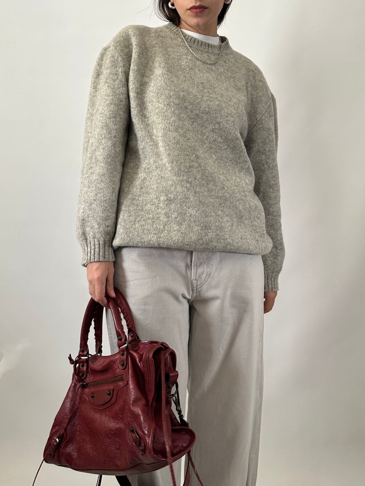 Chunky grey pure wool sweater