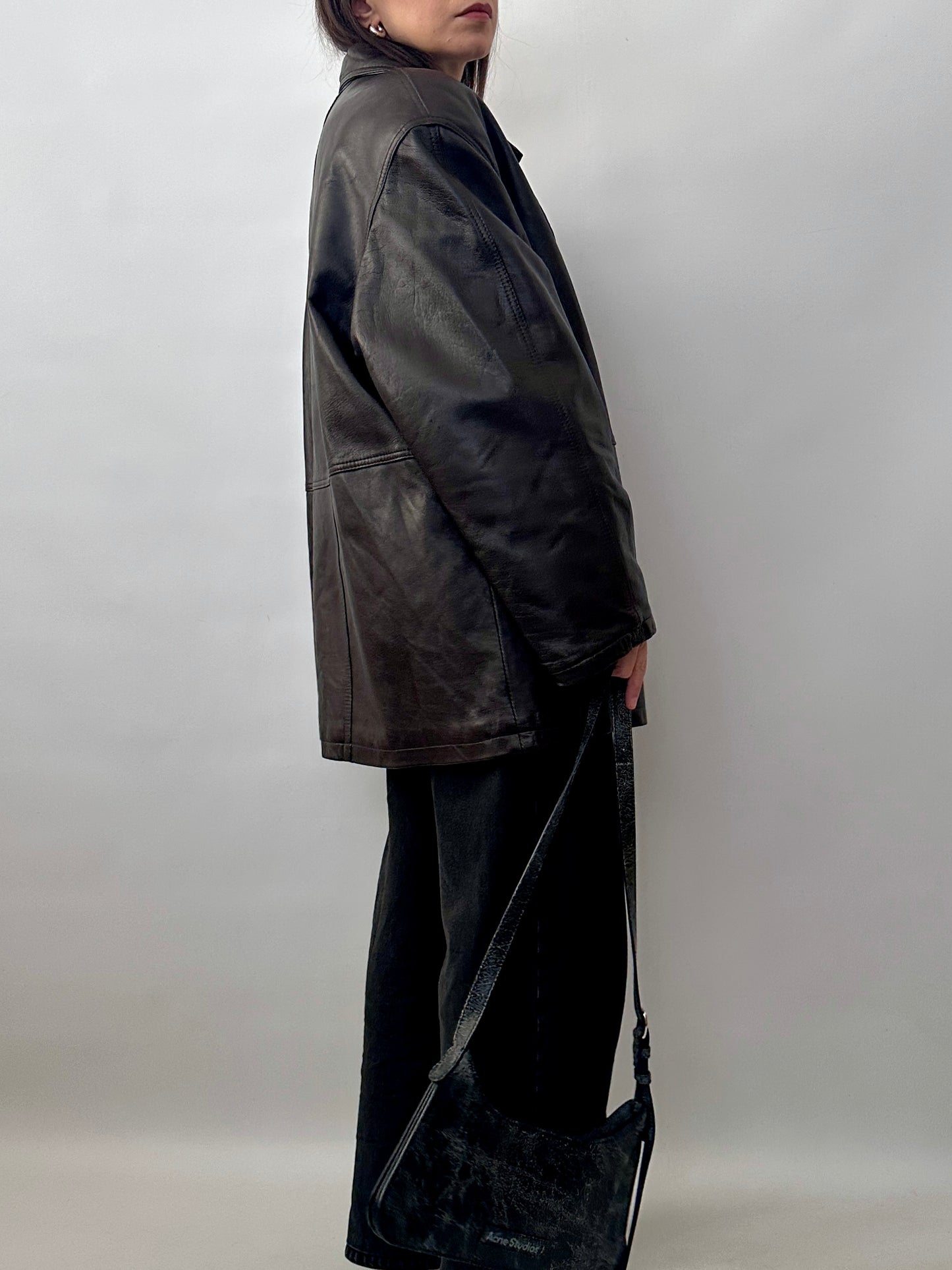 Vintage Soft Leather Double-Breasted Jacket