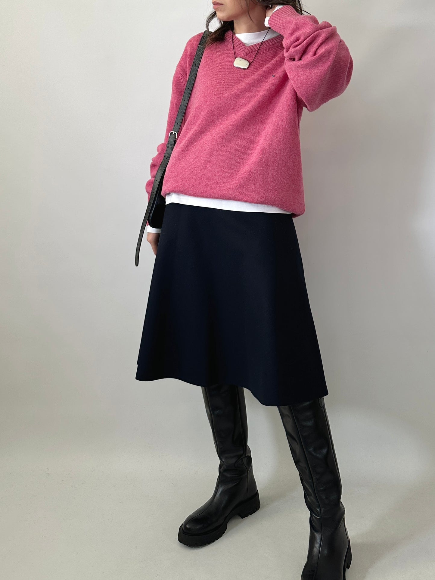 Vintage dark navy flared skirt