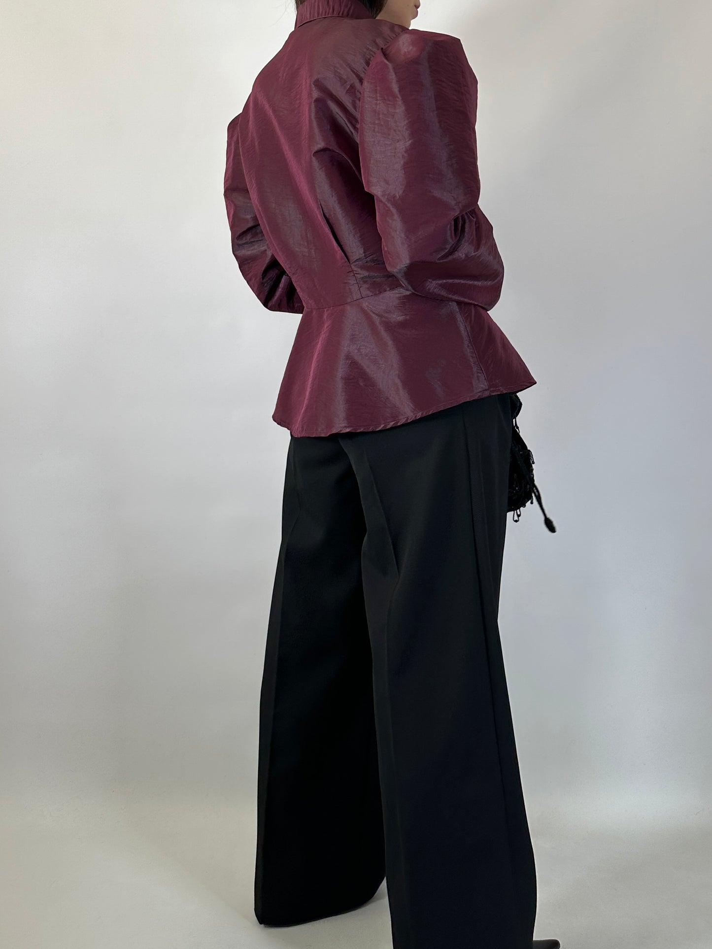 Vintage Burgundy Puff Sleeve Shirt