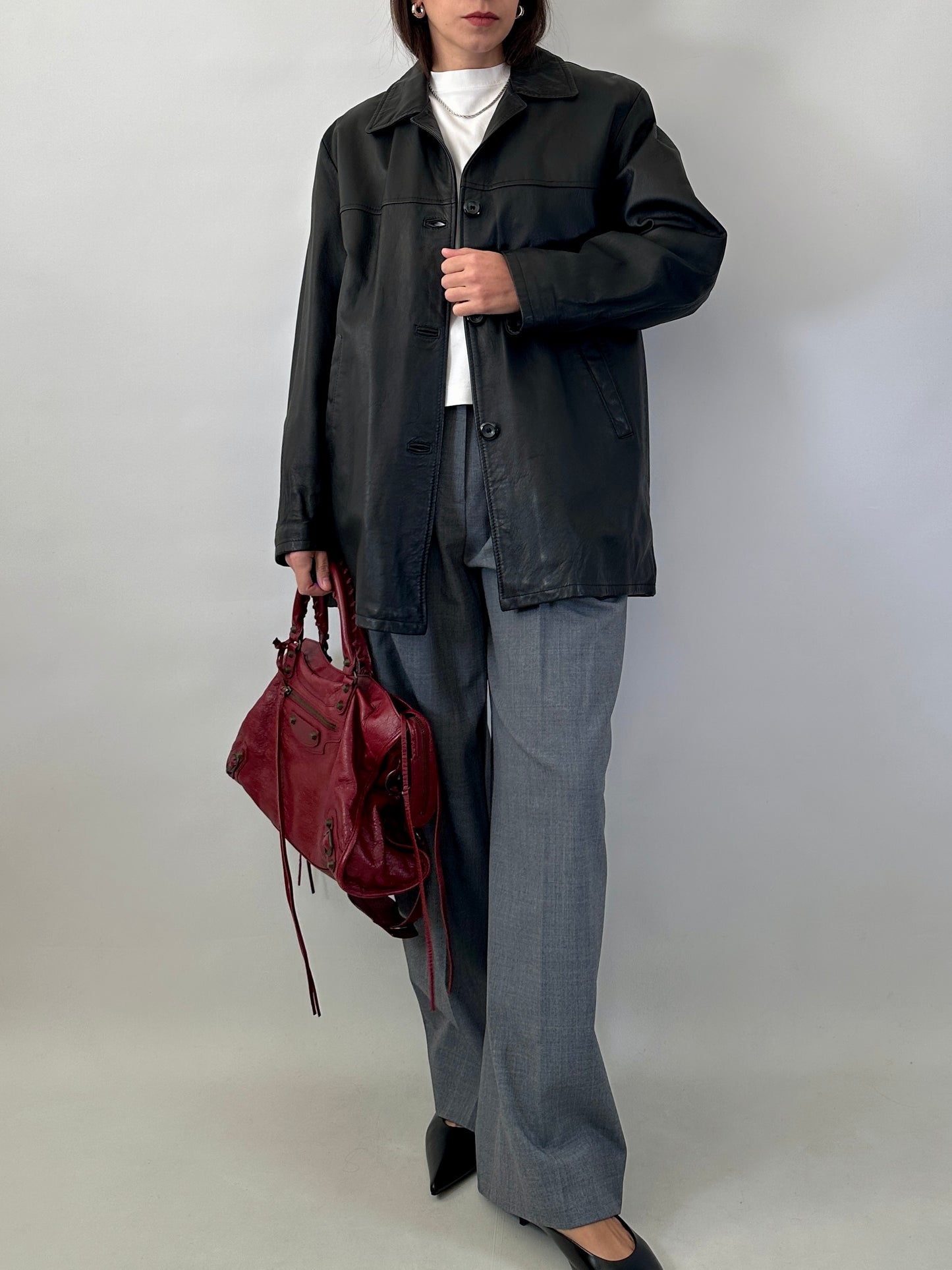 Classic real leather jacket