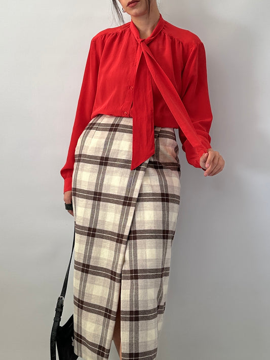 Vintage pure silk bow shirt