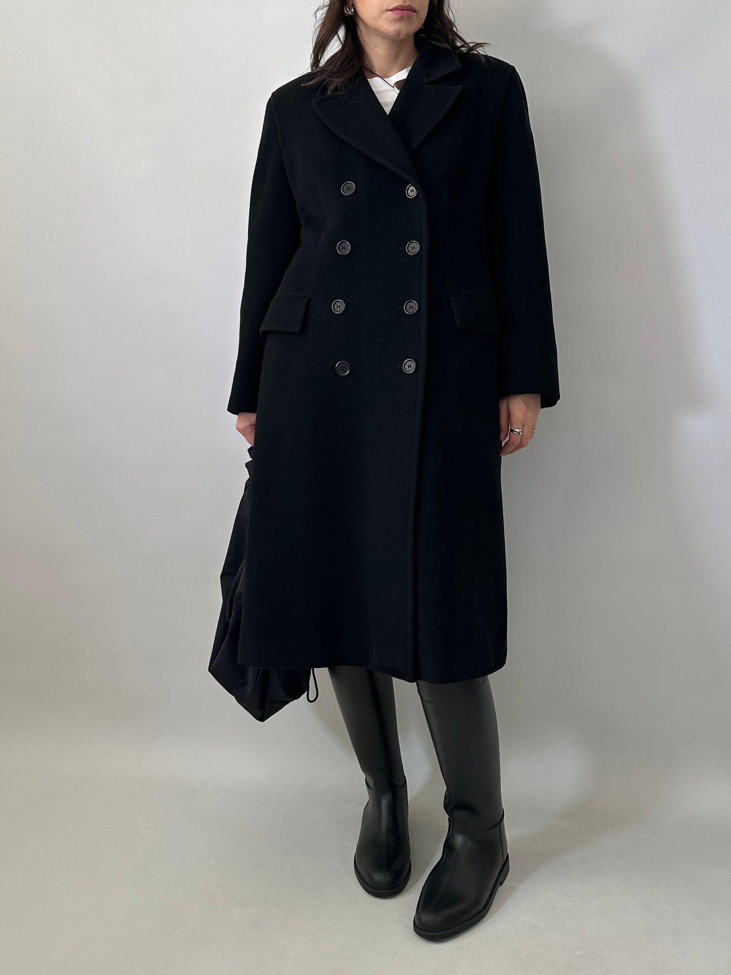 Vintage black pure wool tailored coat