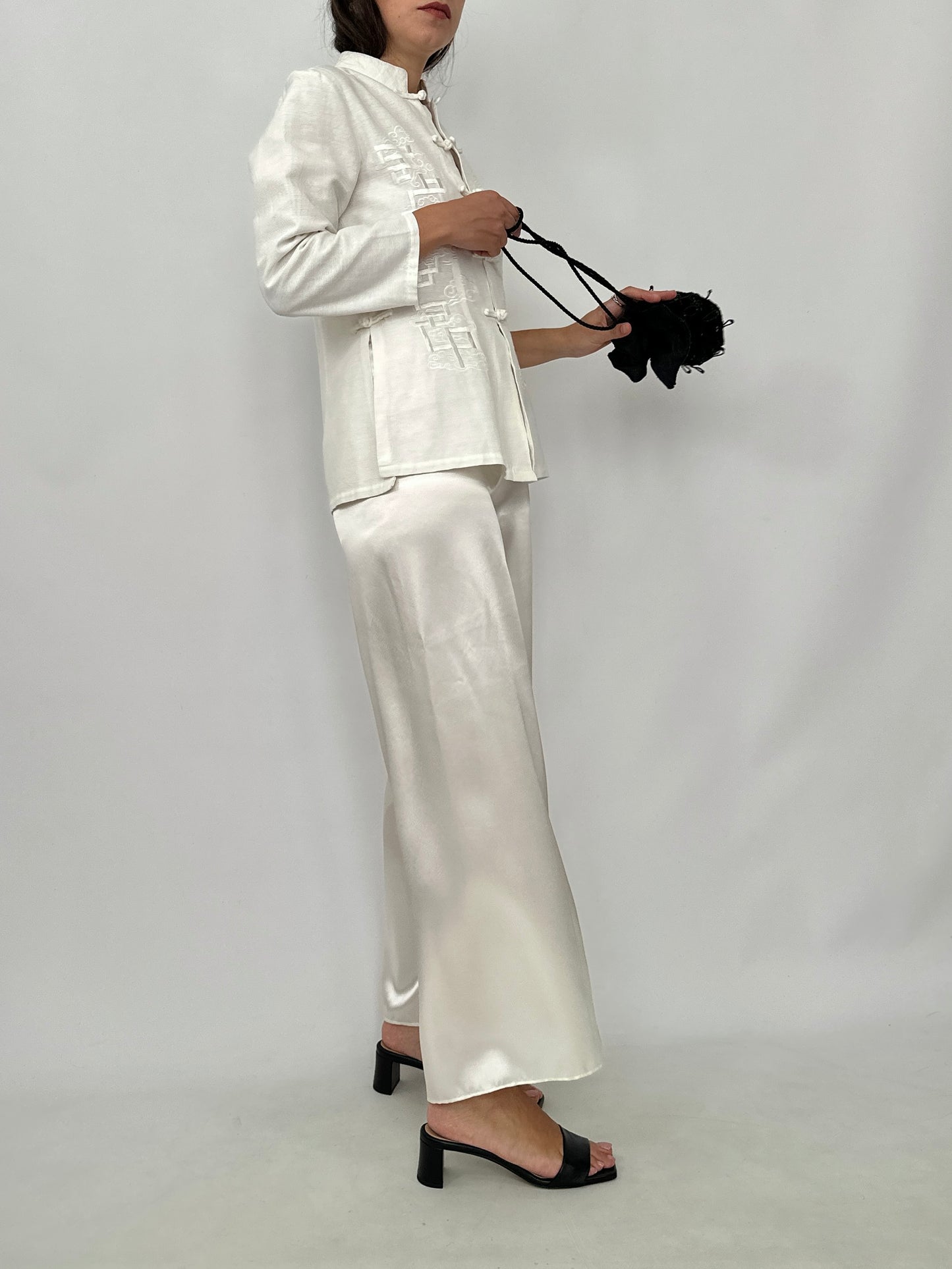 Ivory Silk Fluid Trousers