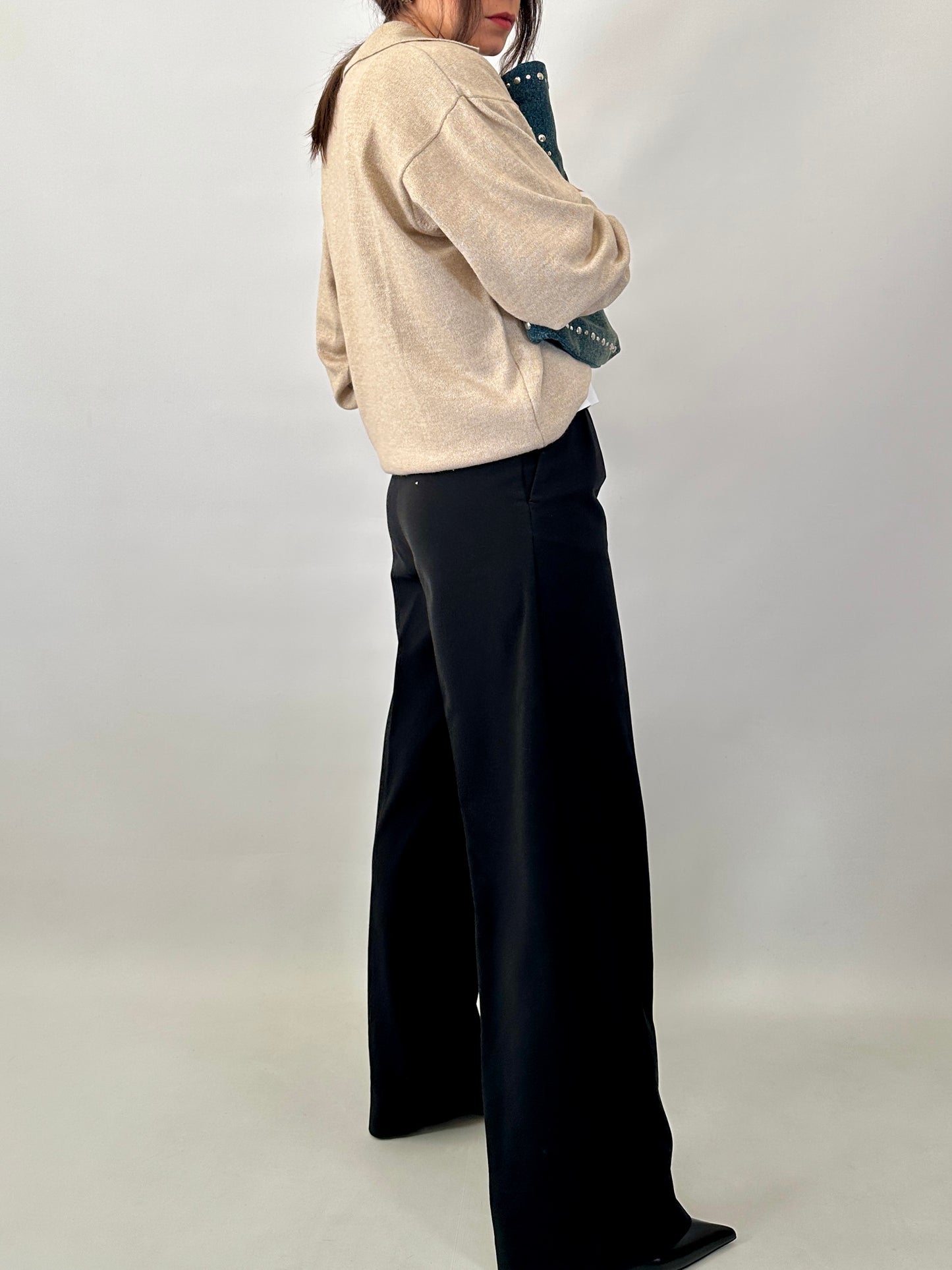 Polo neck wool sweater