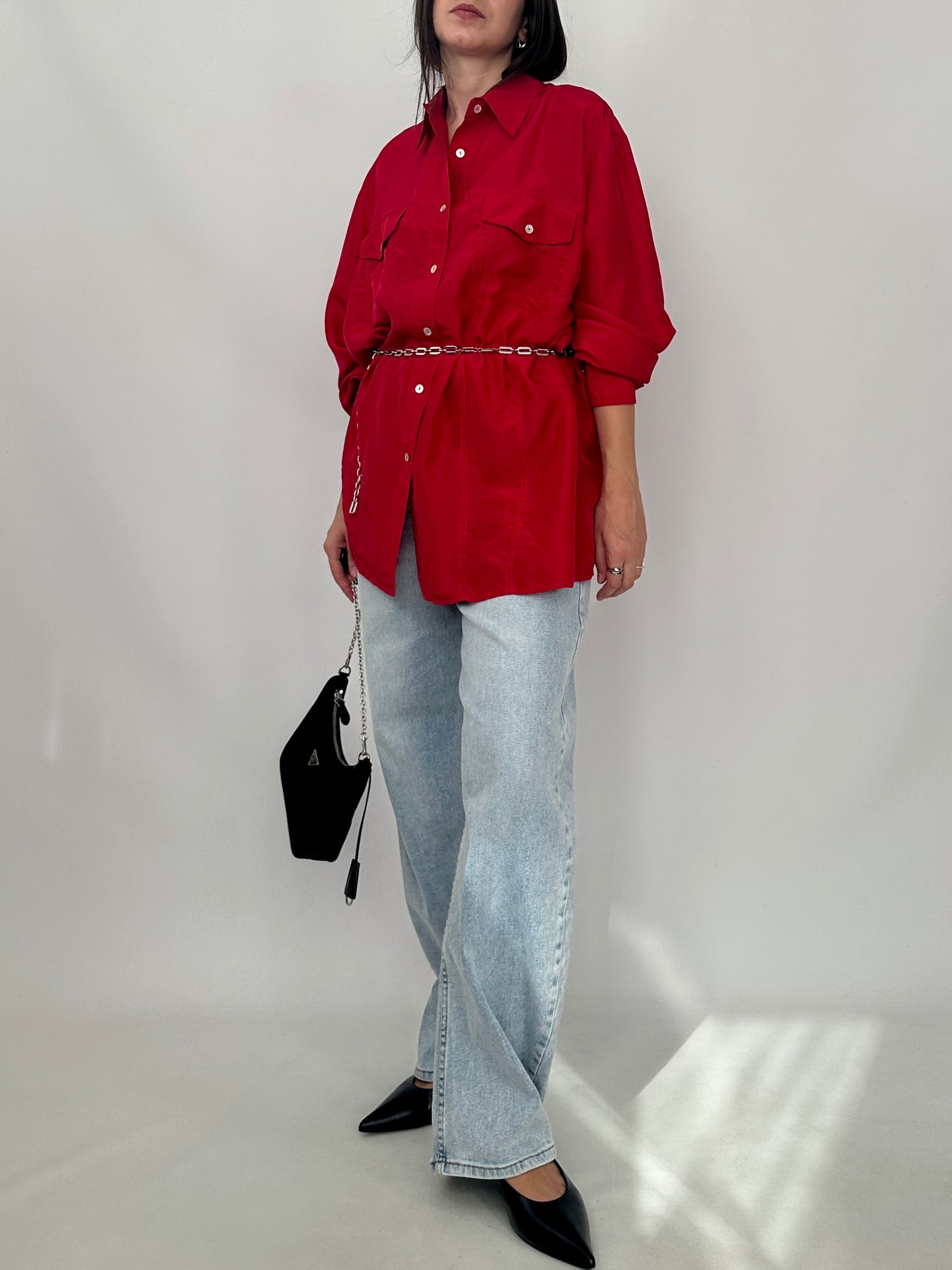 Oversized Silk Utility Shirt
