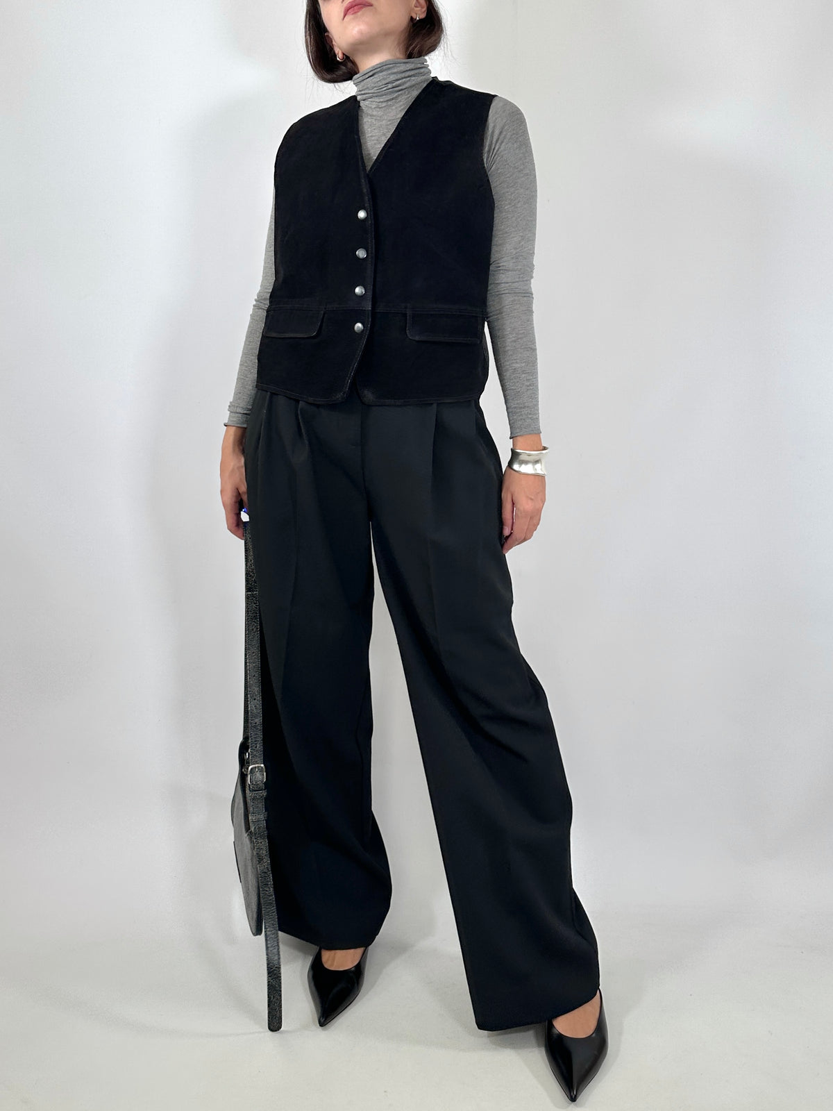 Vintage Black Suede Vest