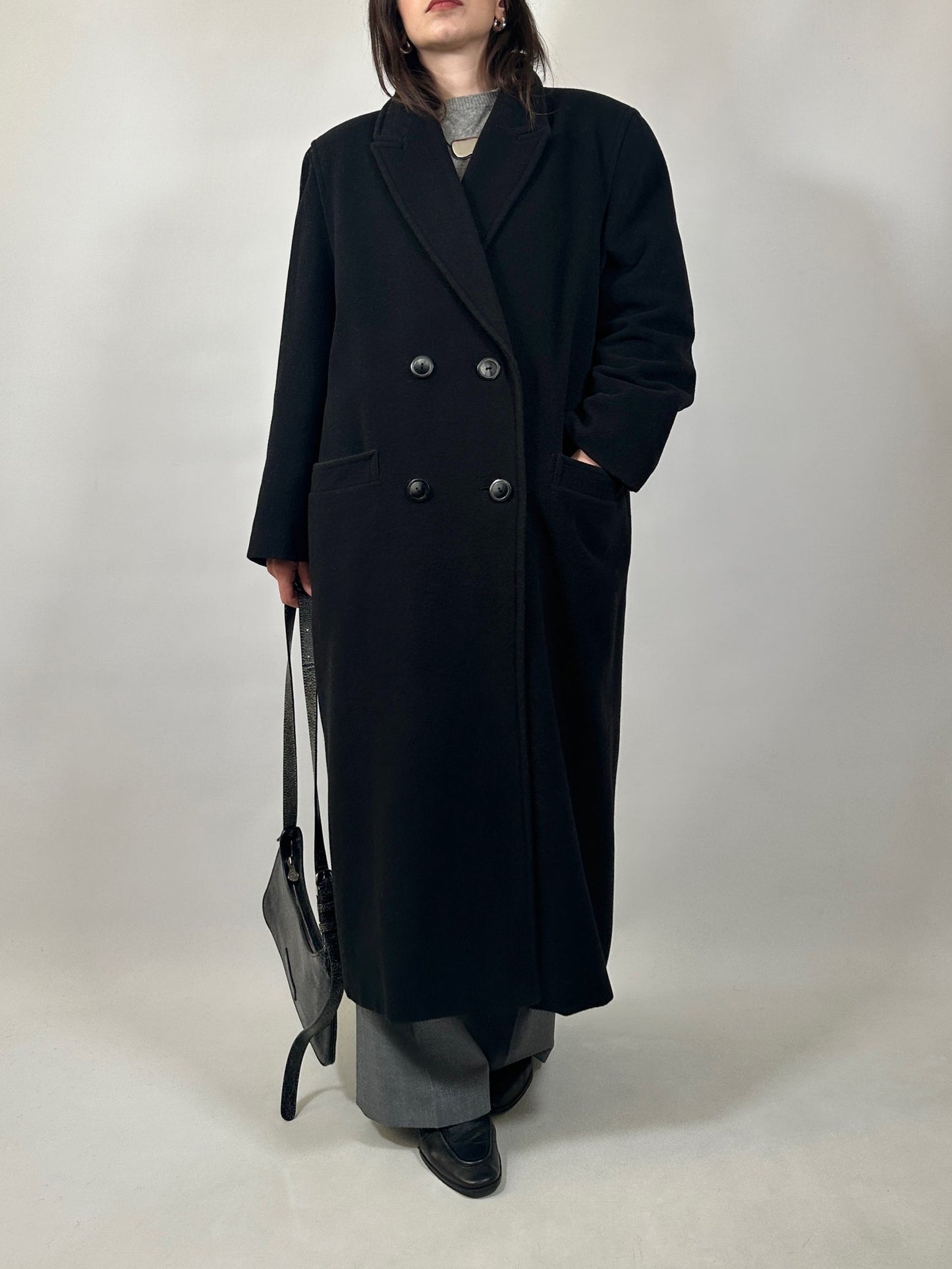 Vintage Long Black Wool Coat