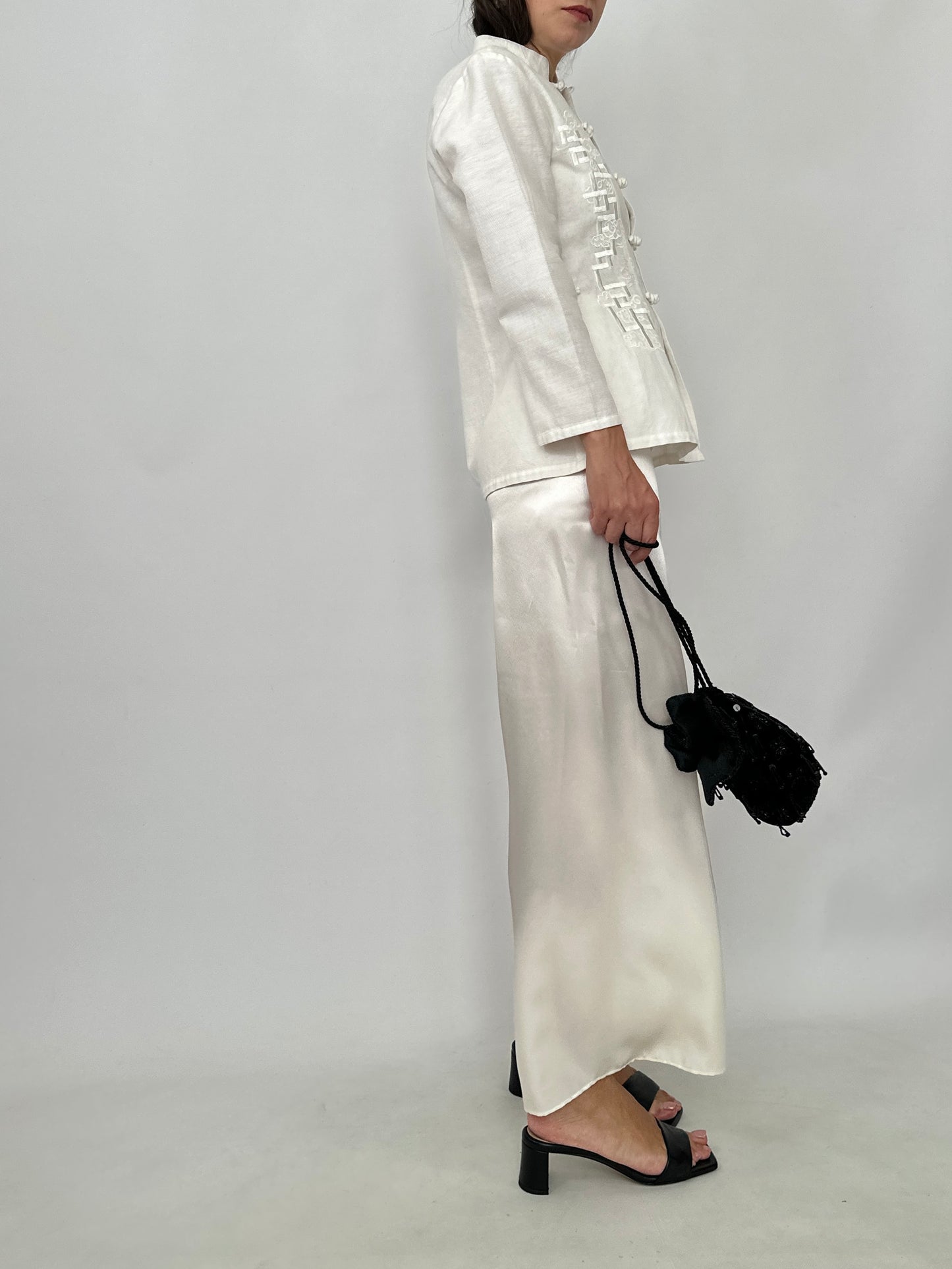 Ivory Silk Fluid Trousers