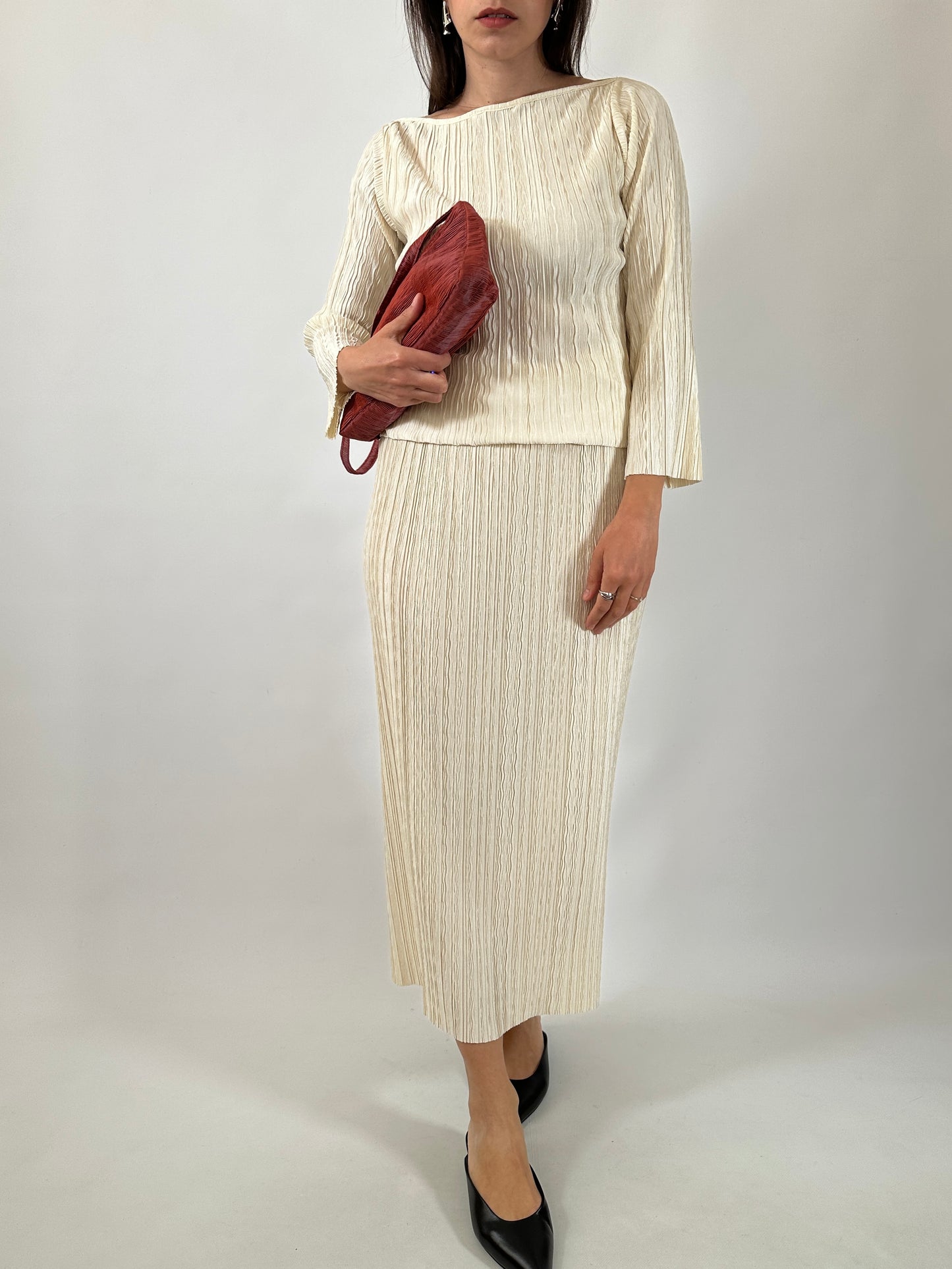 Pleated Top & Skirt Set