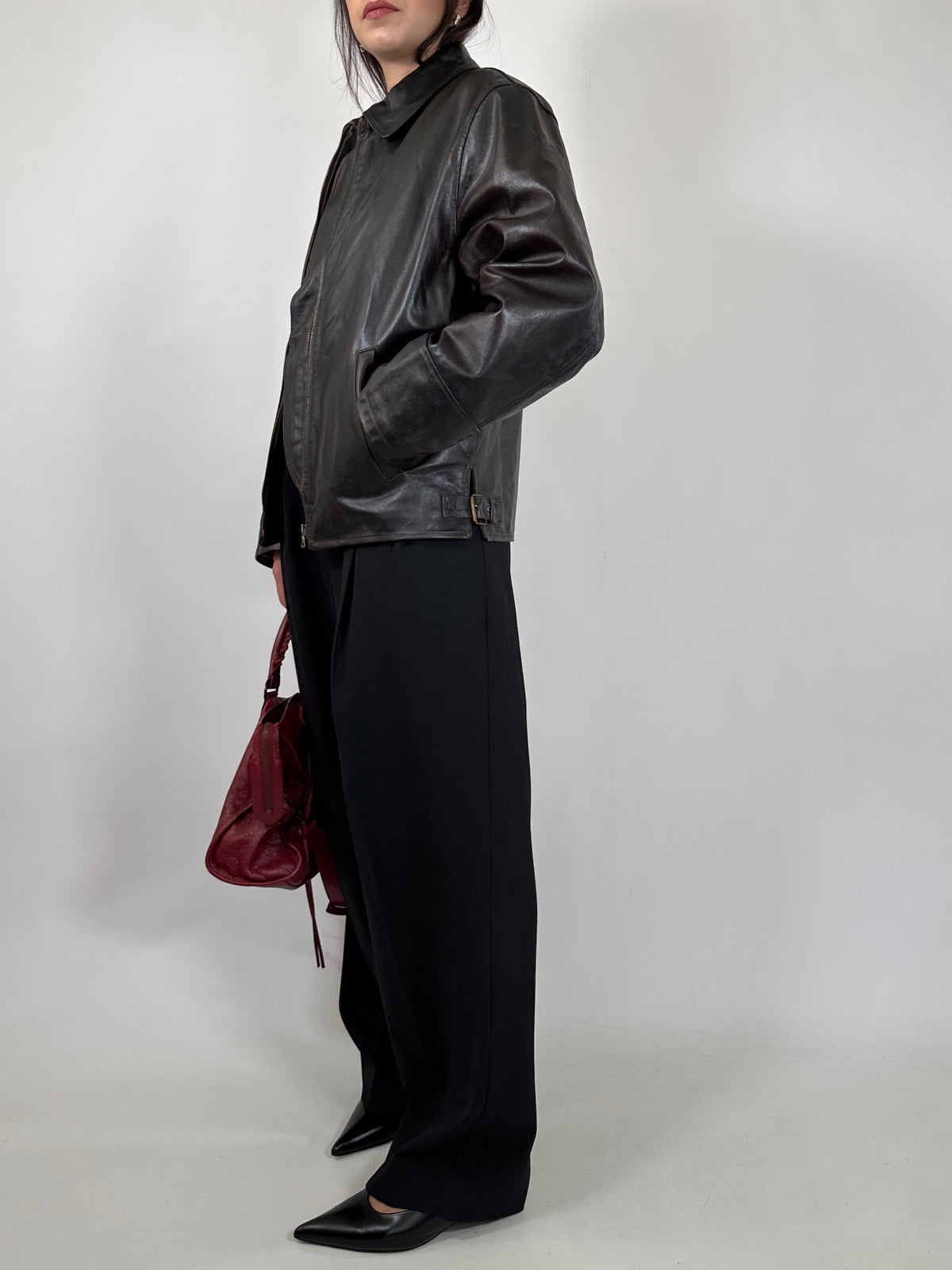 Dark Brown Patent Leather Jacket