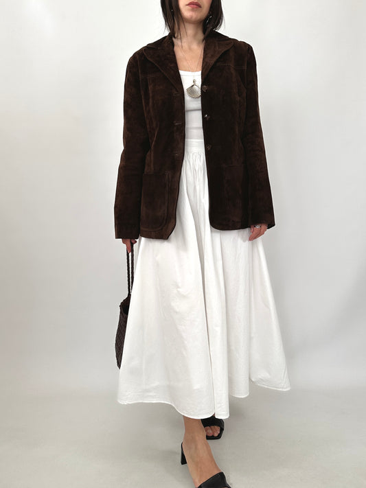 Chocolate Brown Suede Leather Jacket