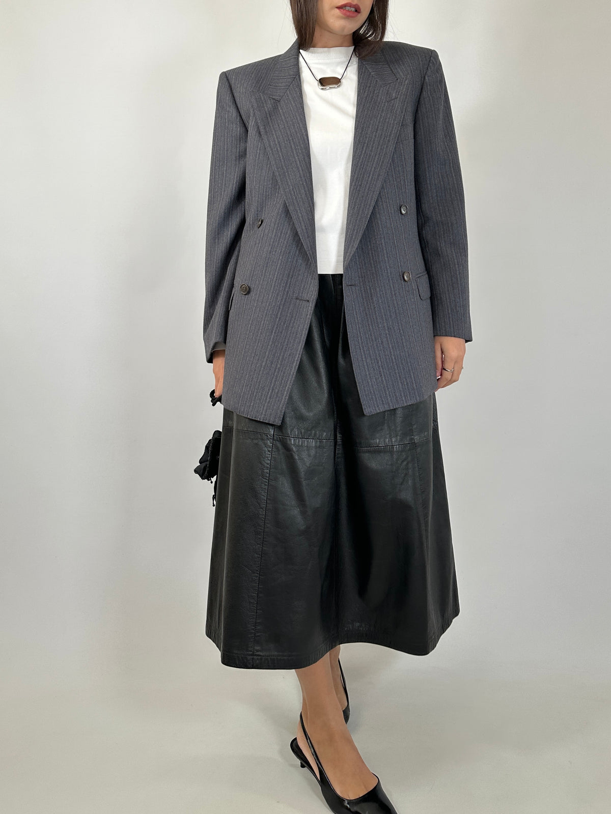 Vintage Grey Tailored Wool Blazer
