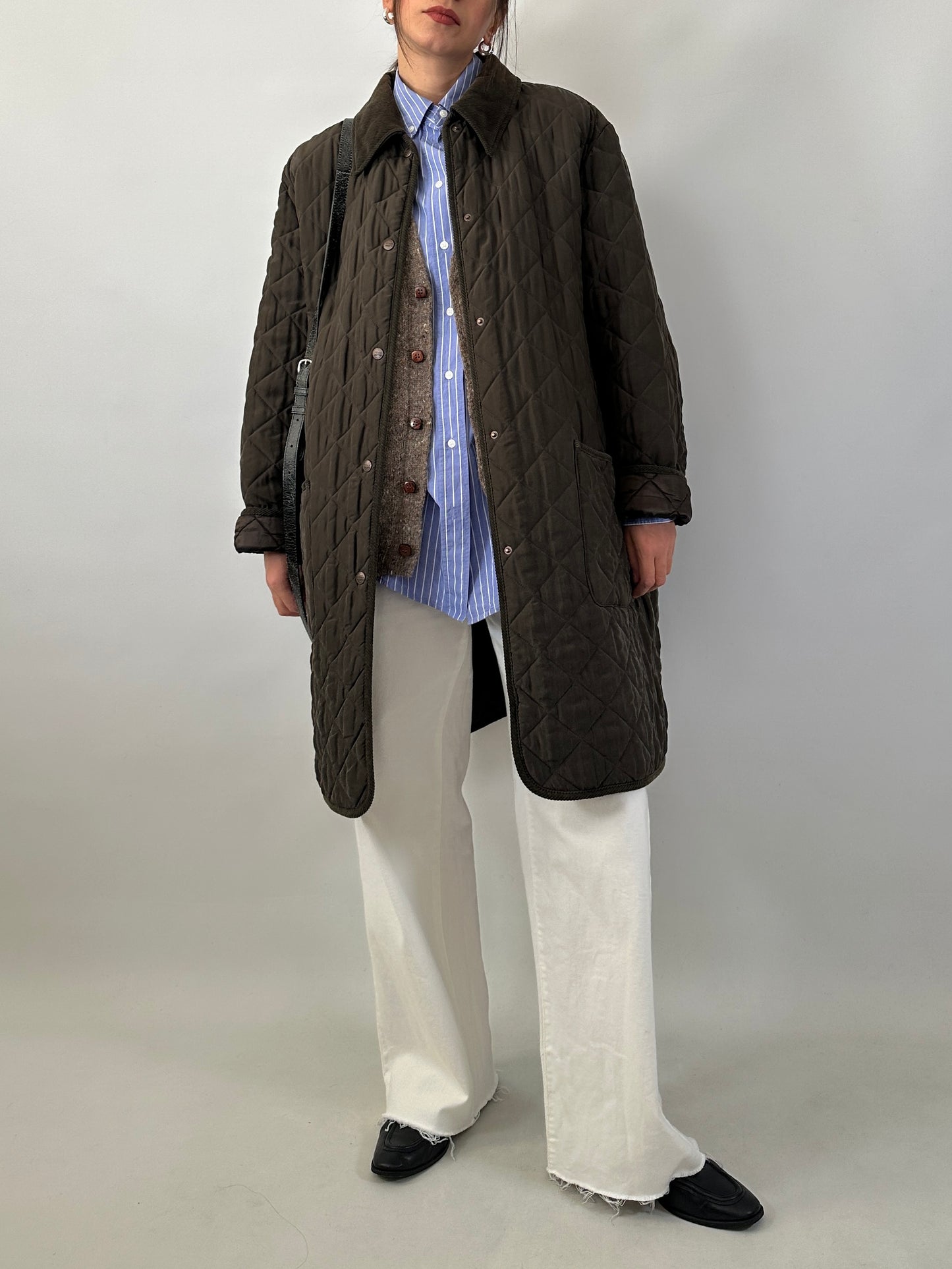 Silk long quilted jacket