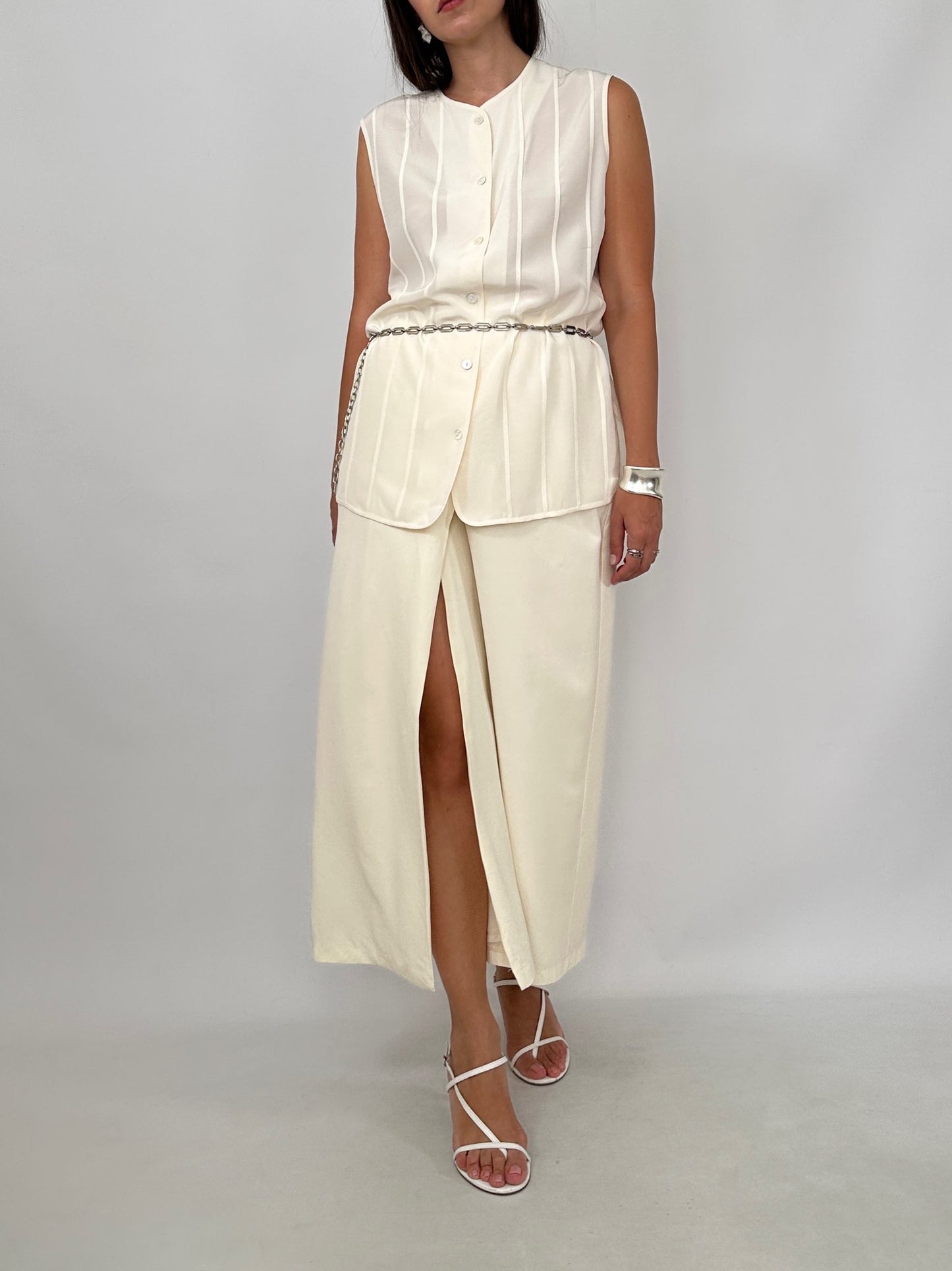 Vintage Pleated Silk Shell Top