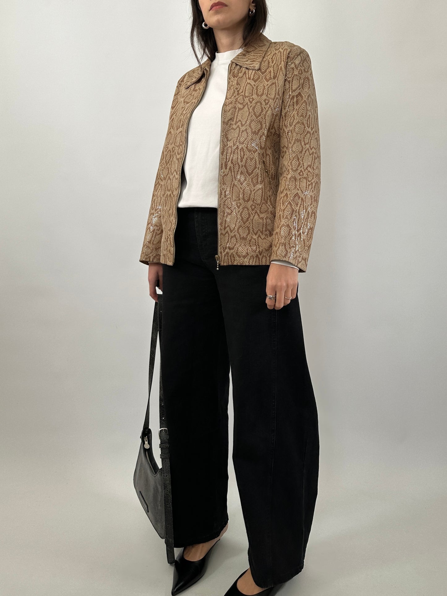Vintage Snake Print Leather Jacket