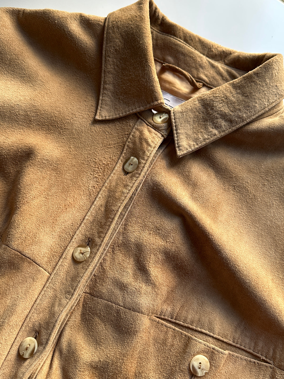 Beige Suede Shirt Jacket